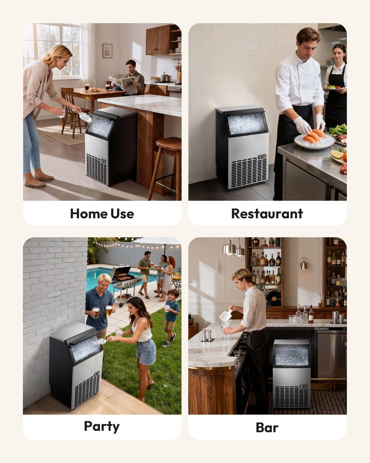 EUHOMY Commercial Ice Maker Machine – 99lbs Daily Production, 33lbs Ice Stora…
