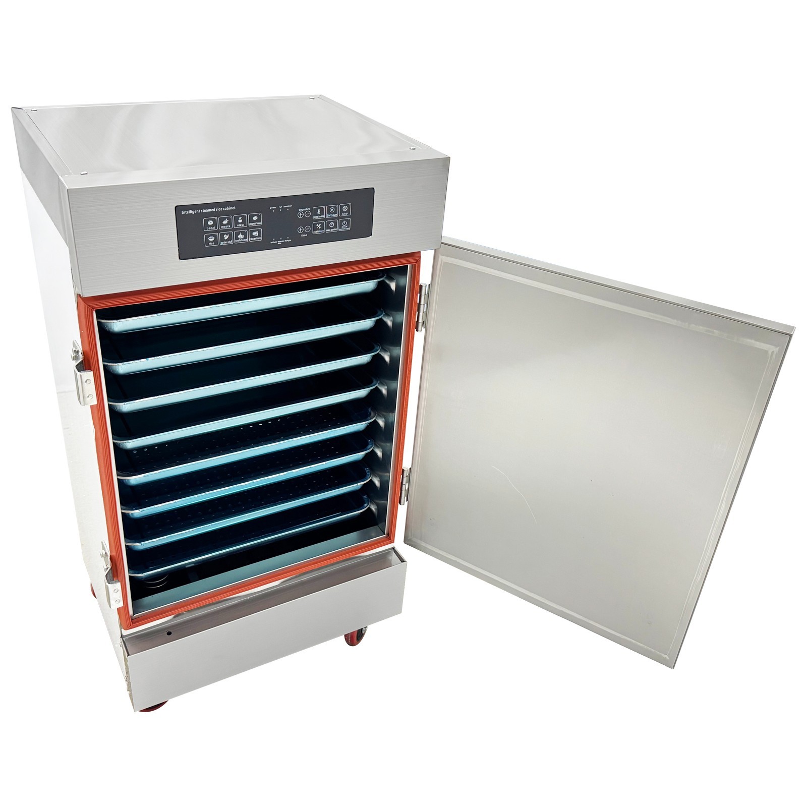 220V 9KW Commercial Intelligent Electric Steaming Cabinet 8Trays Rice SteamerBox