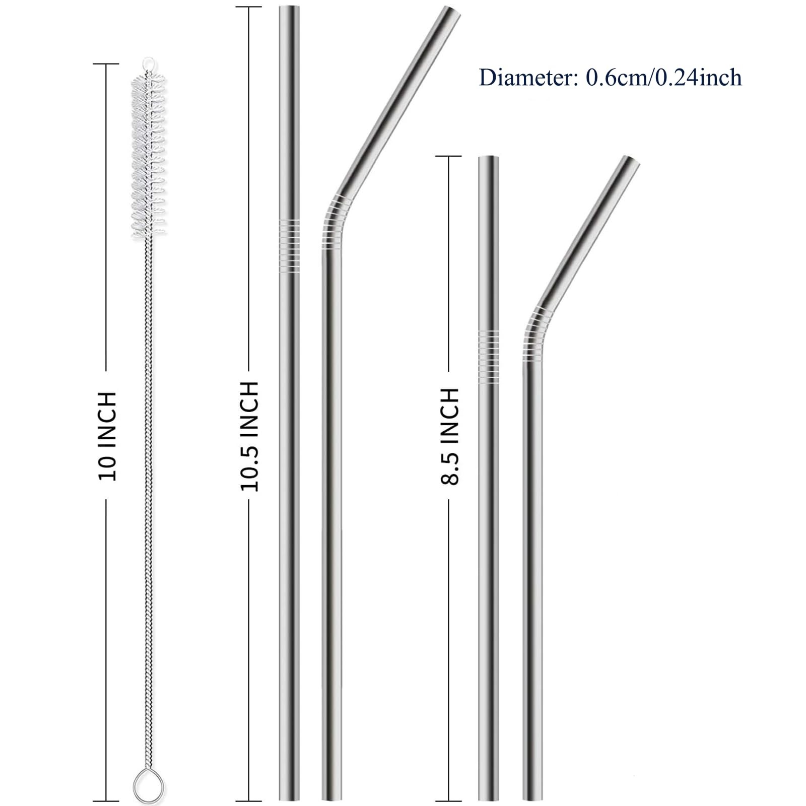 Lydnvjx 12 Pack of Reusable Stainless Steel 10.5inch and 8.5inch, Silver