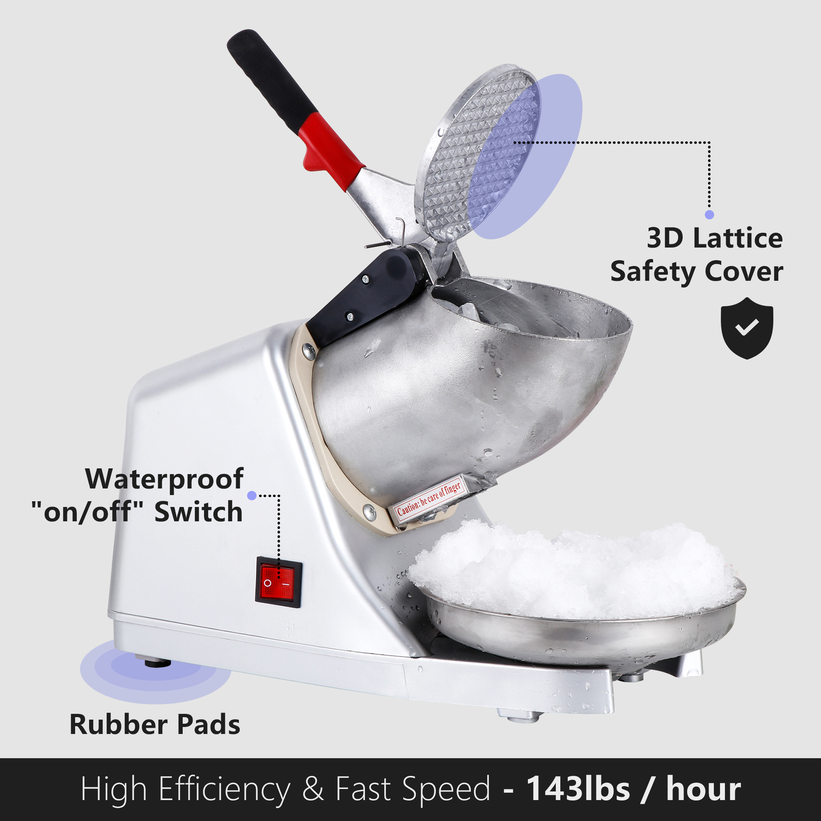 143 lbs Summer Electric Ice Crusher Shaver Machine Snow Cone Maker Shaved Ice