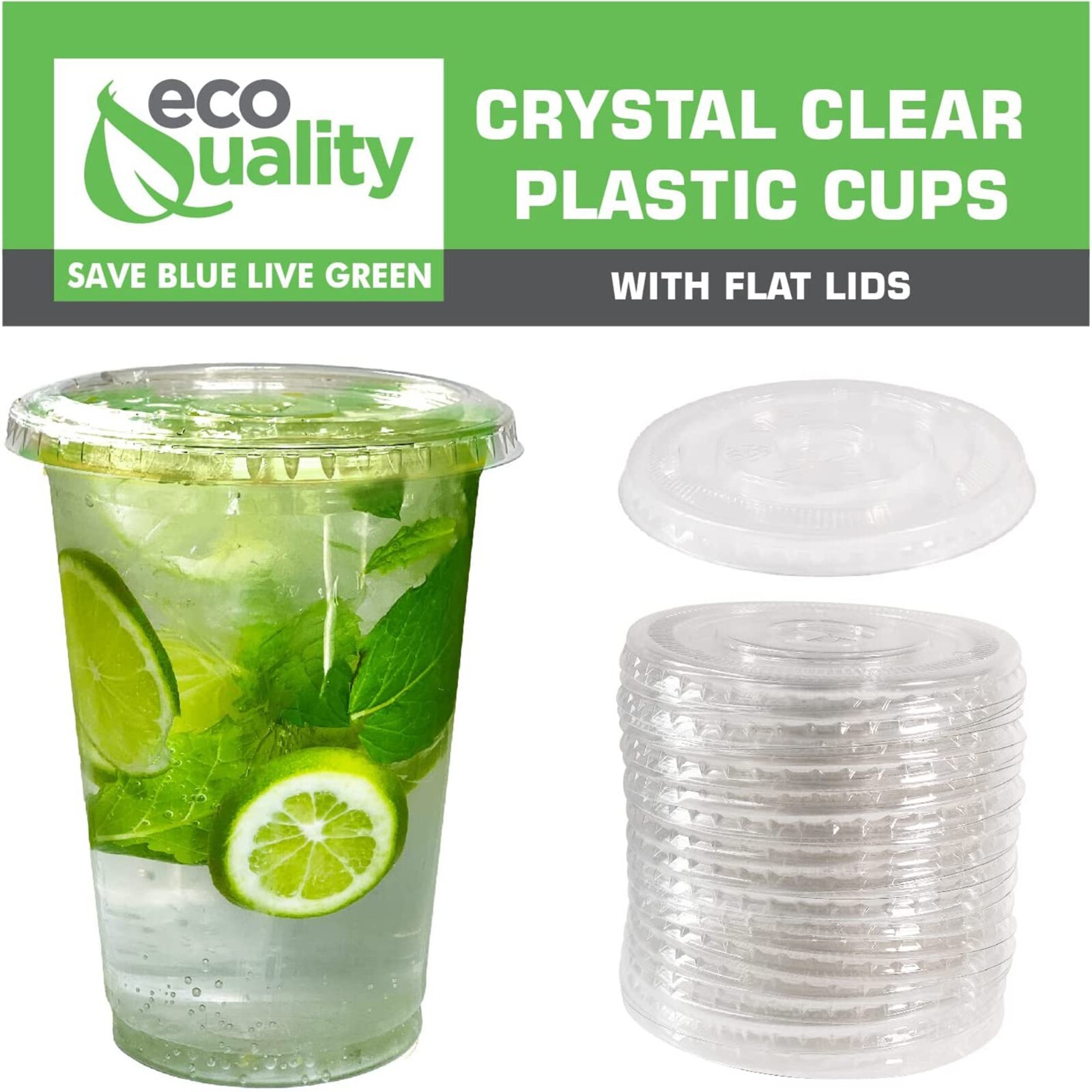 32 oz Crystal Clear PET Disposable Cups with Flat Lids – Ideal for Take-Out