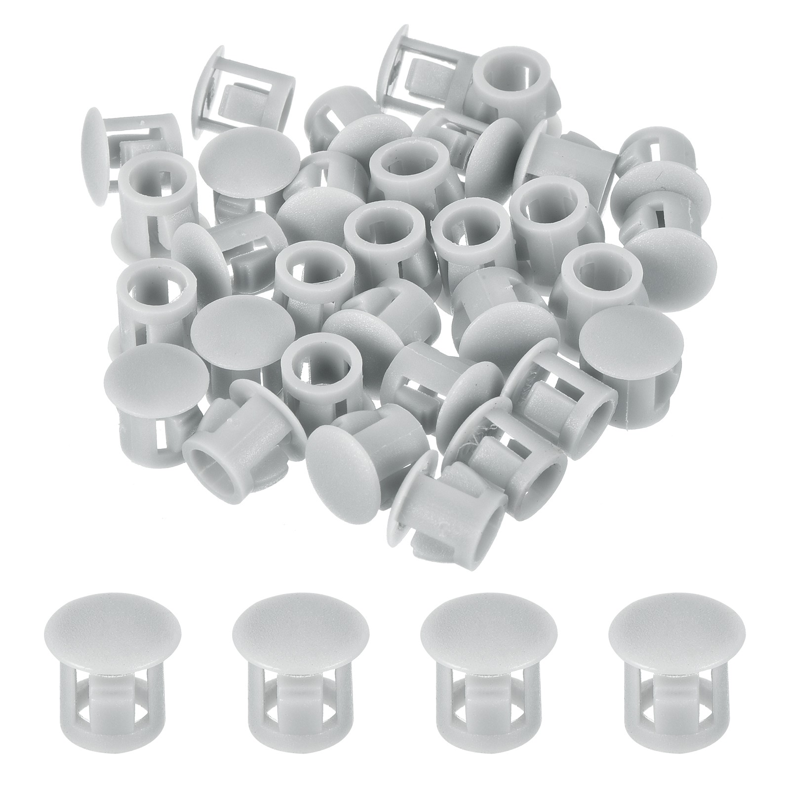 32Pcs 7mm Light Gray Nylon Plastic Round Locking Hole Plugs Insert End Cap