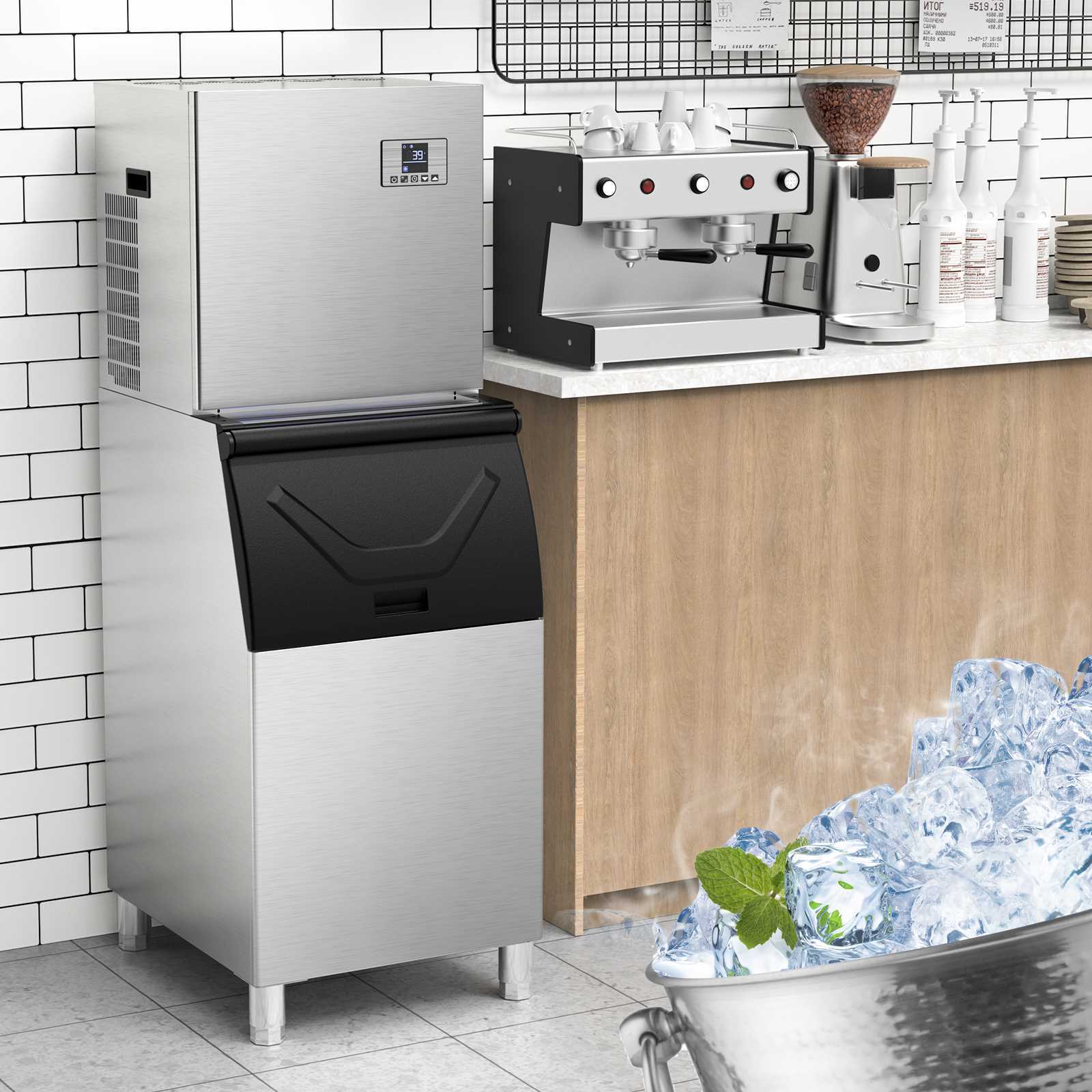 Commercial Ice Maker Machine 550LBS/24H Air-Cooled Ice Machine with Storage Bin
