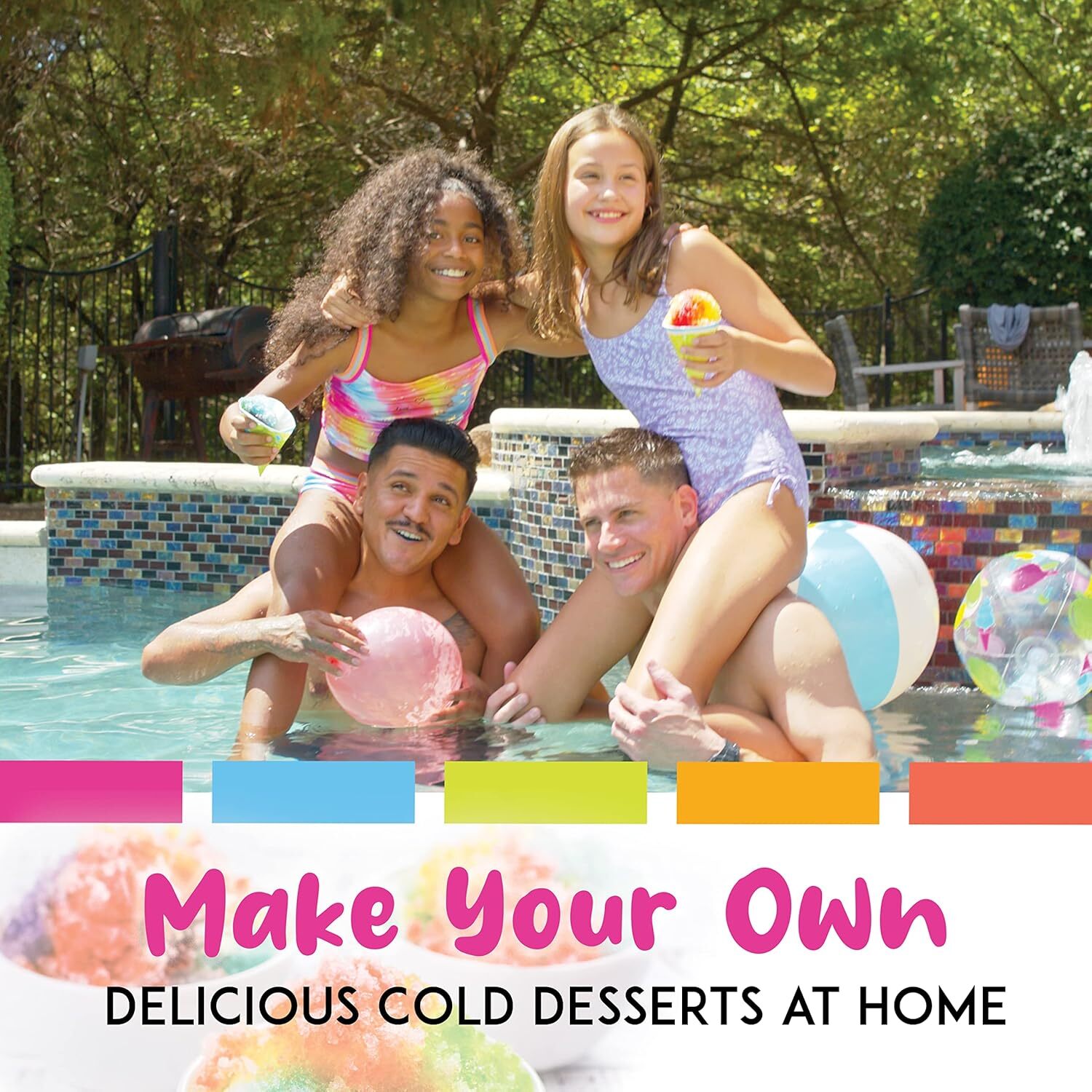 With 2 reusableplastic ice moldcups,non-slip pads,1-year manufacturer’s warranty