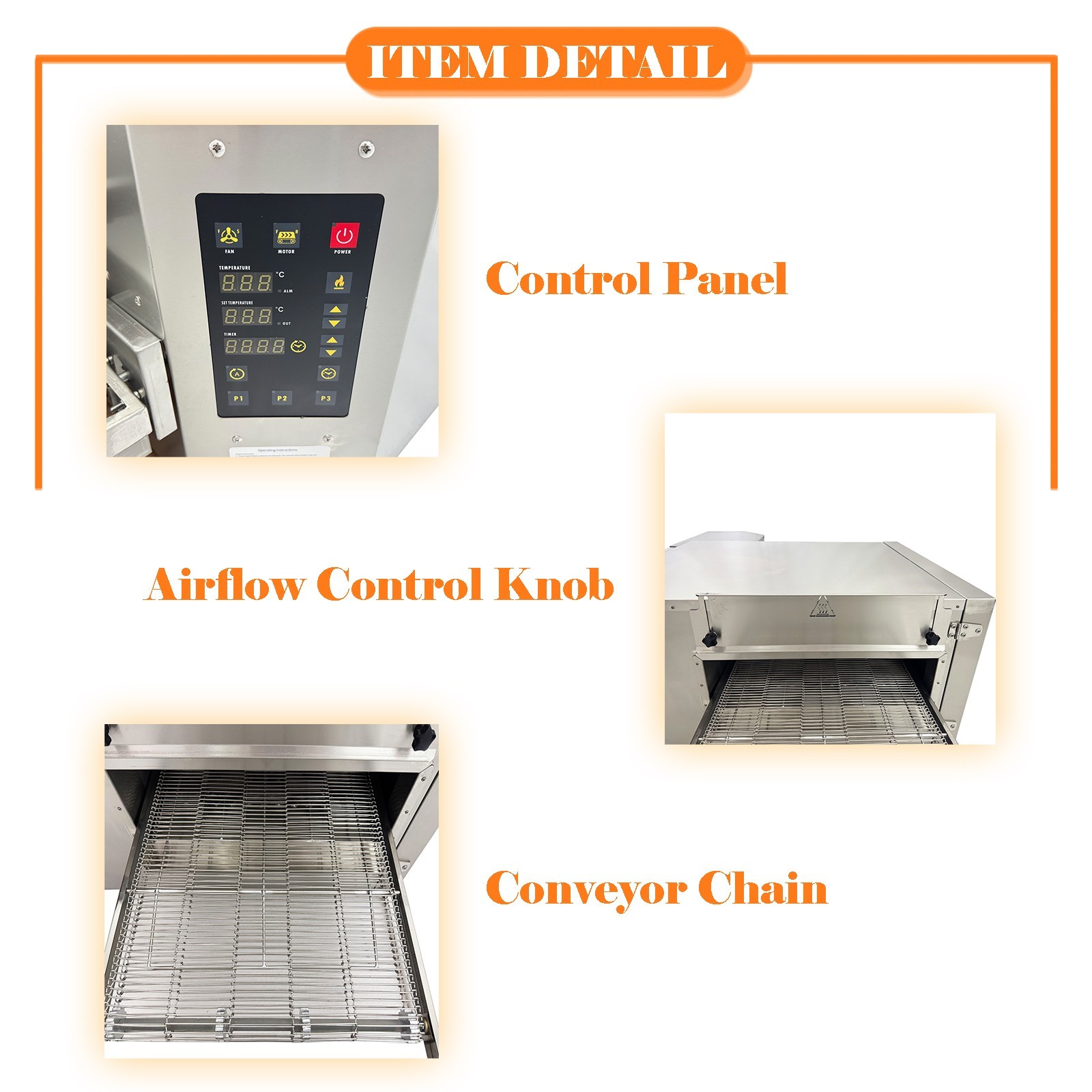 220V 3PH Commercial Conveyor Pizza Oven 9KW 18″ Baking Electric Hot Air Oven