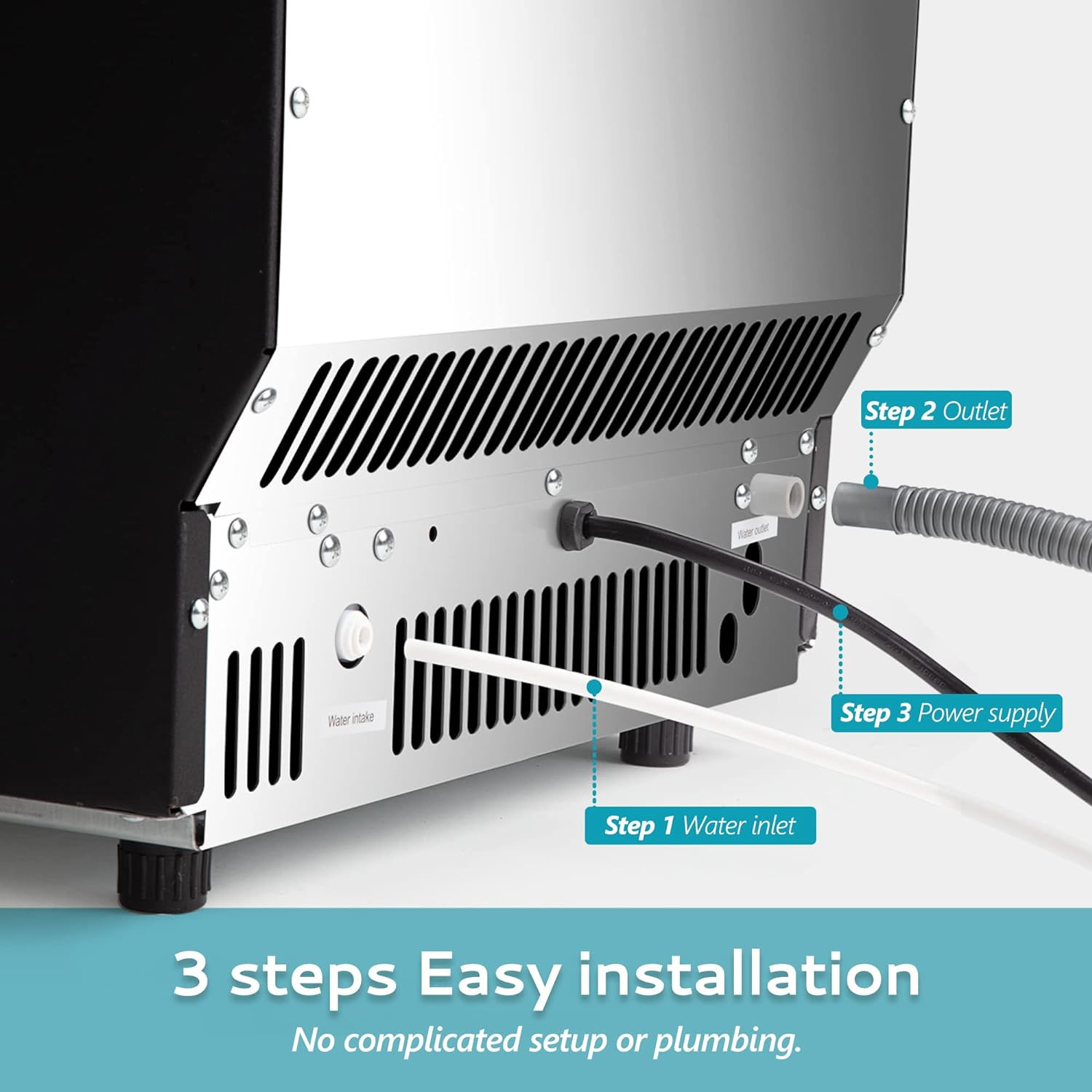 Commercial Ice Maker Machine – 99Lbs Daily Production, 33Lbs Ice Storage, Stainl
