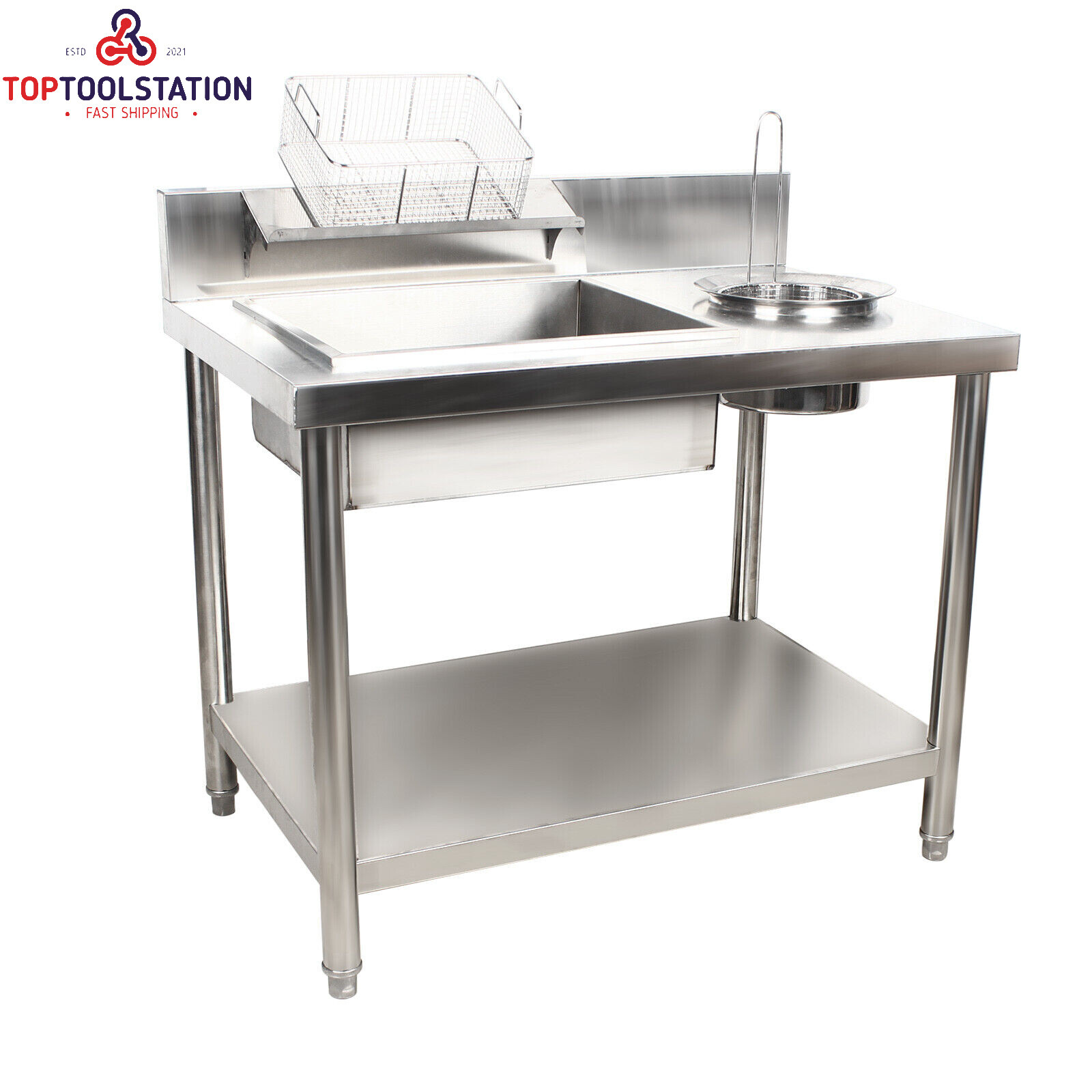 Breading Table Fried Chicken Station Kitchen Stainless Steel Prepare Workdesk