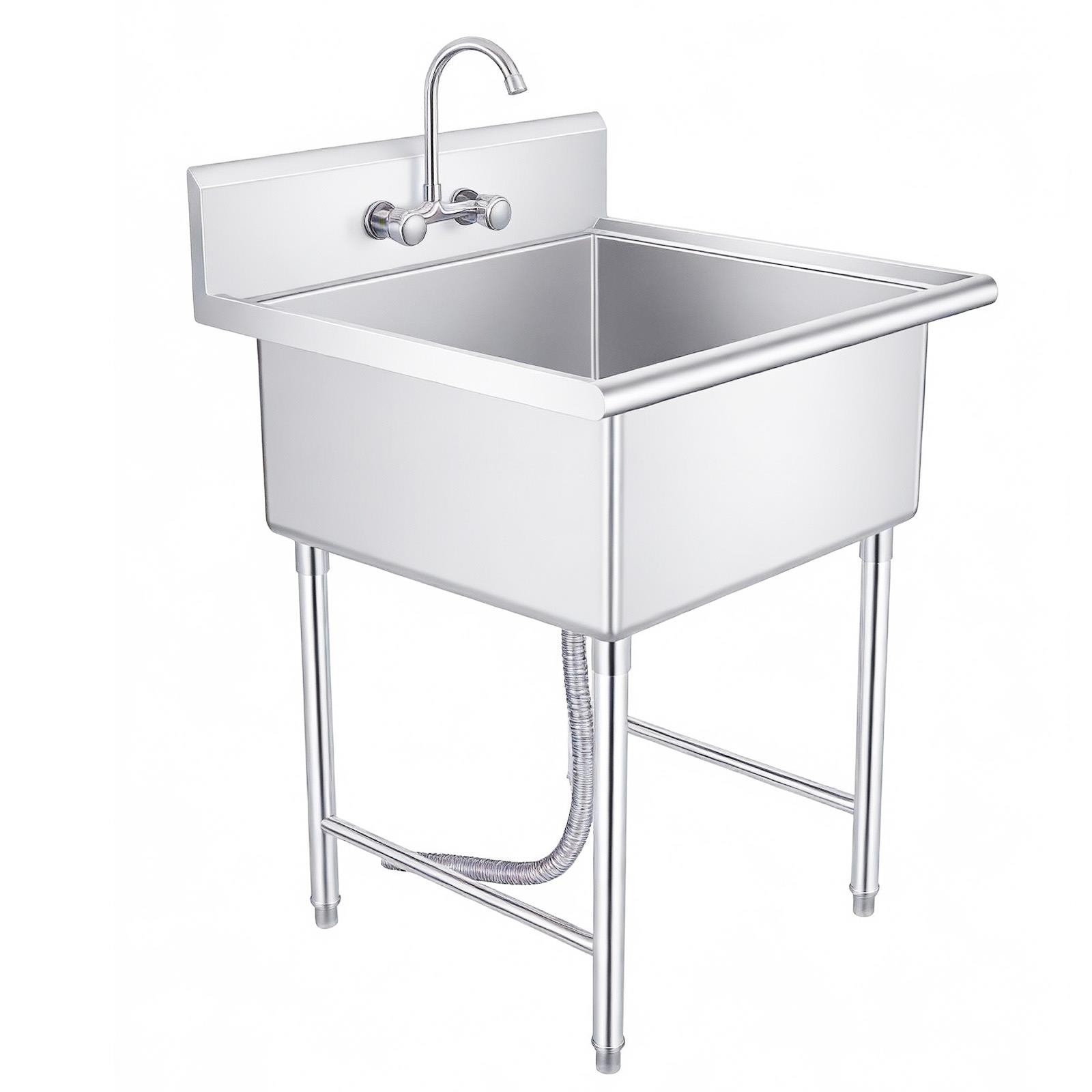 27.56×11.9×27″ Stainless Steel Commercial Utility Sink Hand Wash Laundry Tub