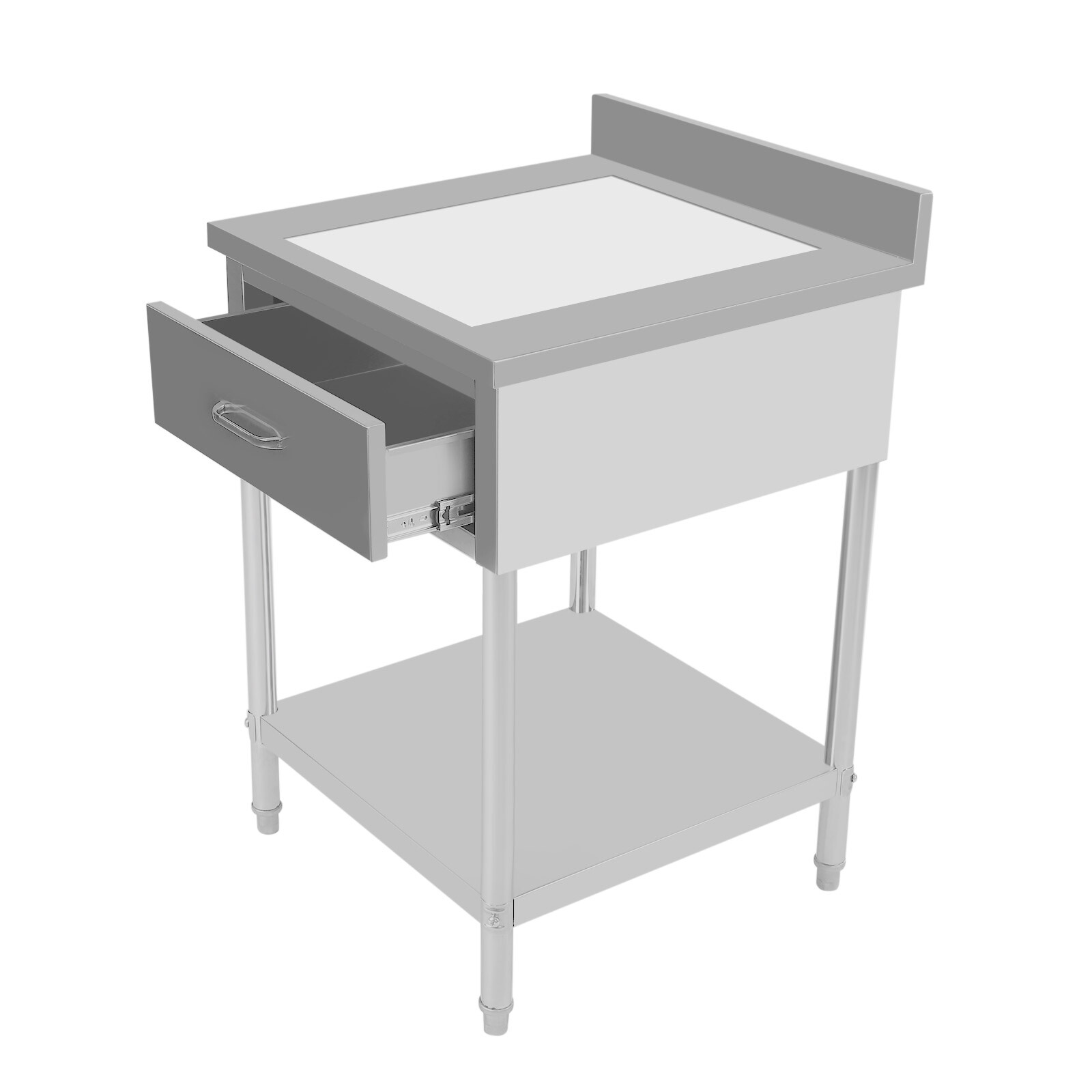 2 Layers Stainless Steel 24″x24″ Kitchen Work Table Food Prep Table With Drawer