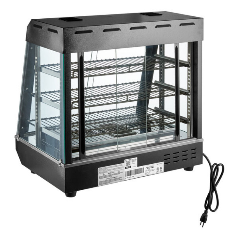 Commercial 26″ Self Full Service 3 Shelf Countertop Heated Display Case w/ Doors