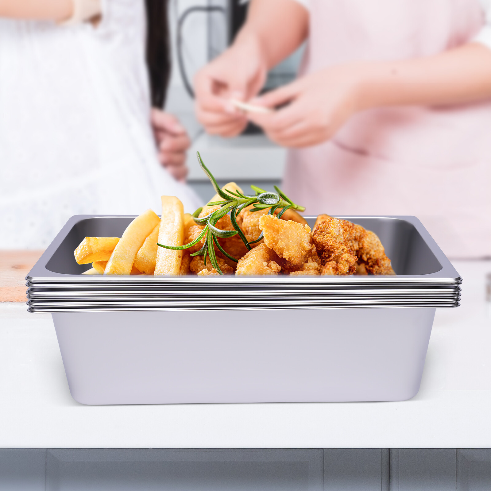 6PCS Full Size 6″ Depth Restaurant Steam Table Pans Stainless Steel Buffet Pan