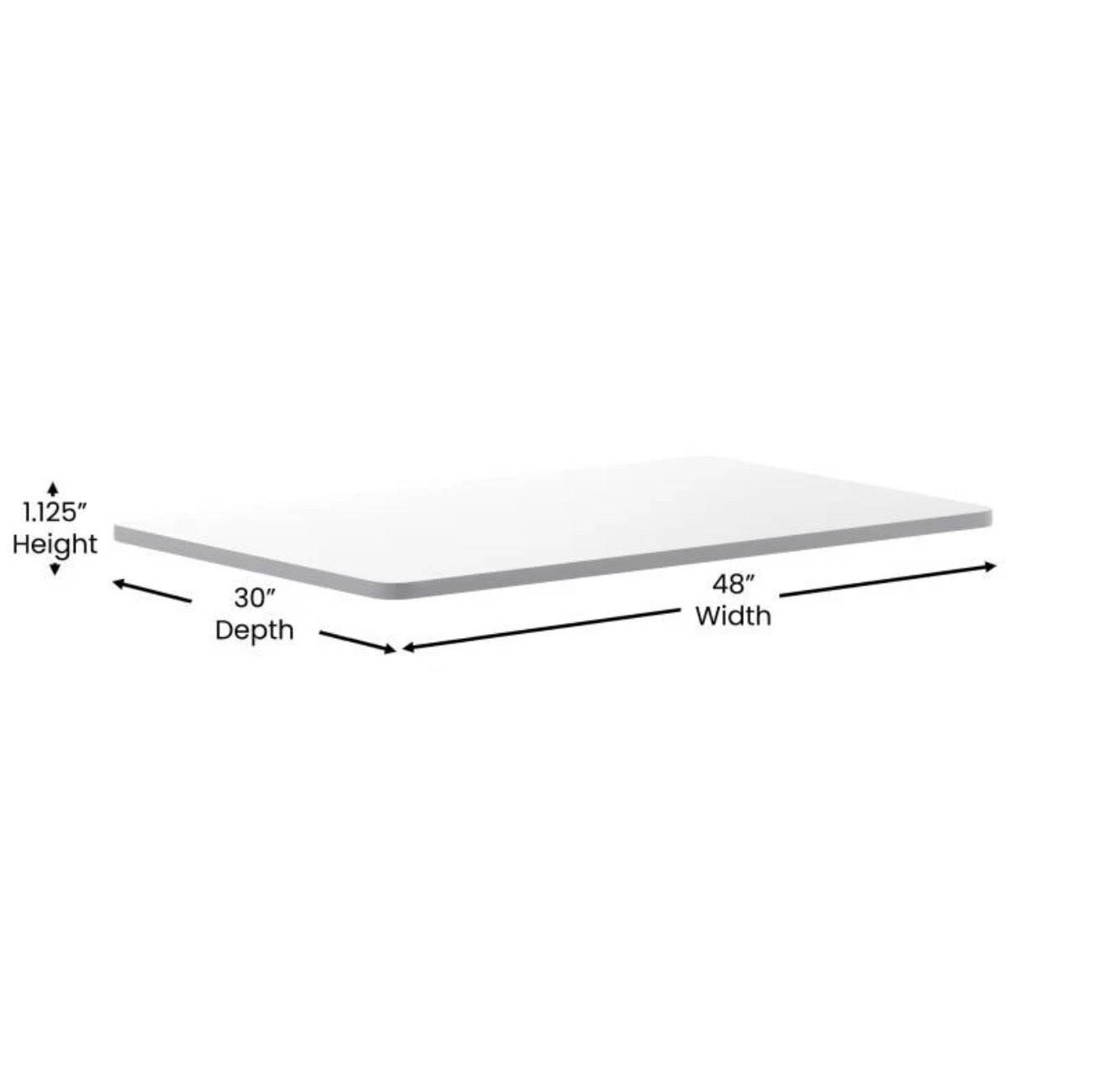 30″ x 48″ Rectangular Rest. Table Top with White or Gray Reversible Laminate Top