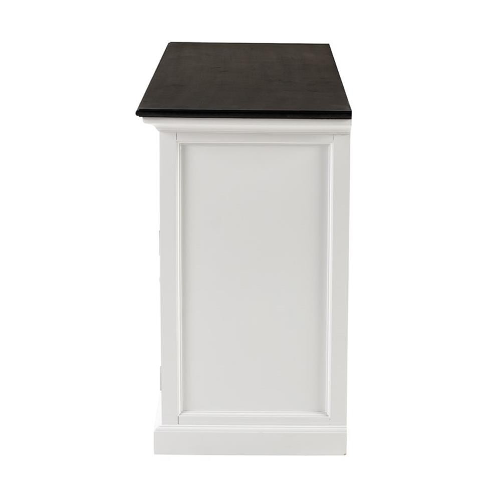 Beaumont Lane Mahogany Wood Buffet with 4 Doors 3 Drawers and Glass in White