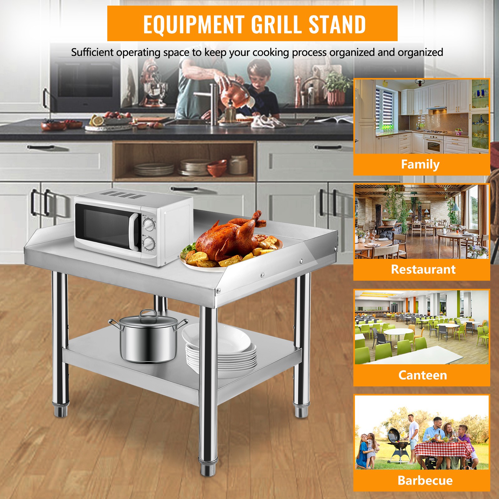 Stainless Steel 36″ x 30″ Commercial Kitchen Worktable BBQ Home Food Prep Table