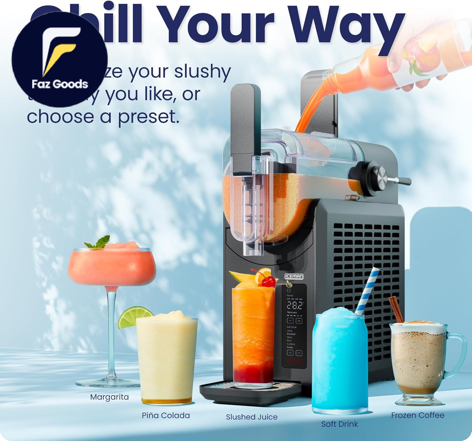 by Chefman Slush-Ease 68Oz Slushie Machine 48Oz Liquid Capacity Frozen Drink Ma
