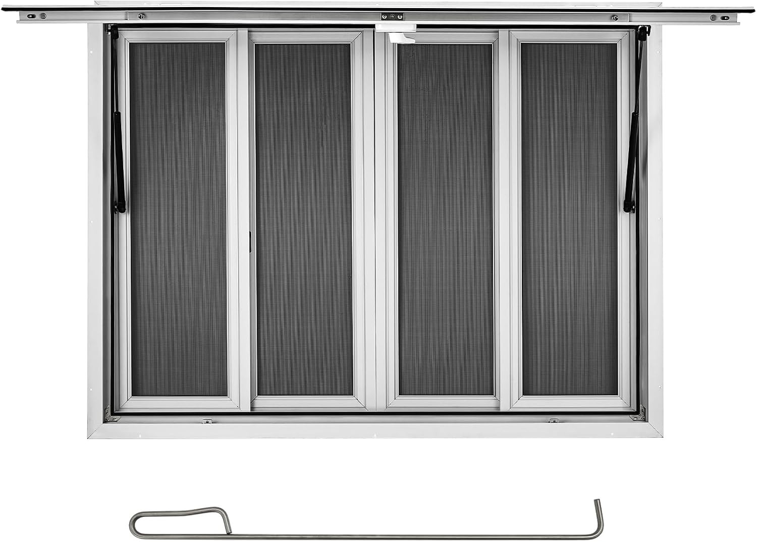 45″ W x 30″ Concession Window Aluminum Alloy with Awning & 4 Screen Windows