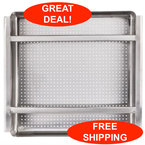 19 1/2″ x 19 1/2″ x 4″ Silver Stainless Steel Scrap Pre-Rinse Sink Basket Rails