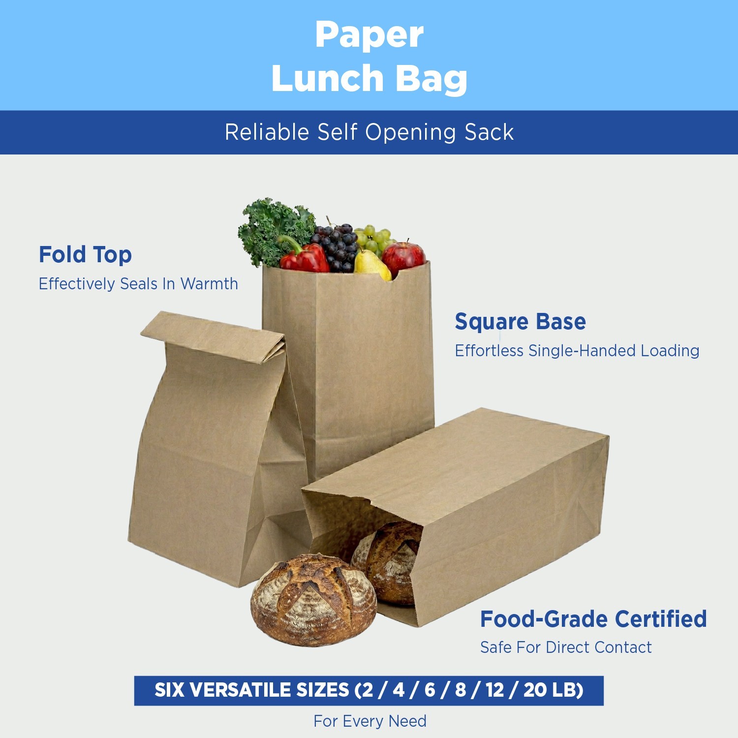 Karat 6lb Paper Bag – Kraft – 2,000 ct, FP-SOS06W