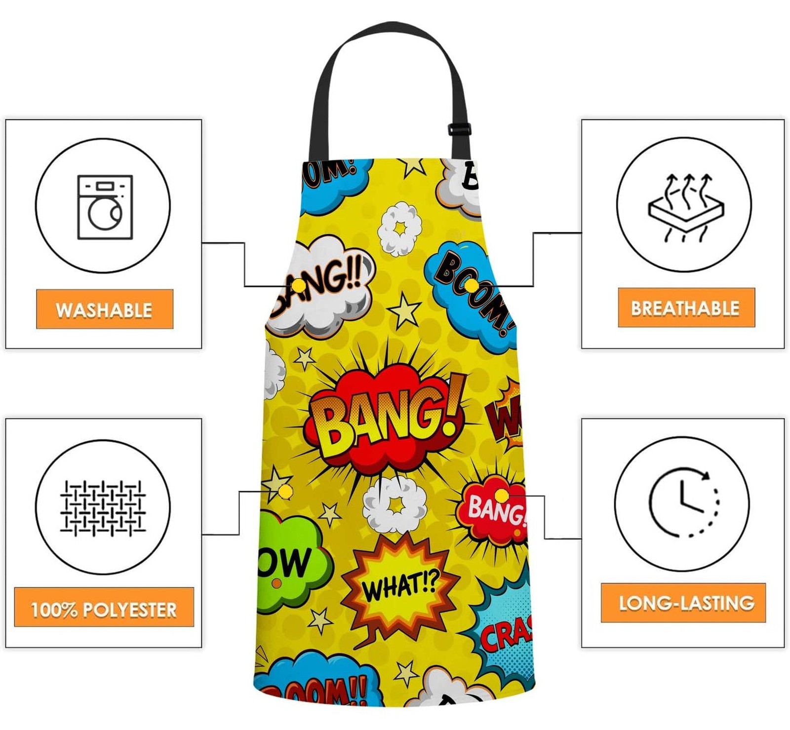 WONDERTIFY Strange Graffiti Apron,Various Cute Cartoon Bib Apron with Adjusta…