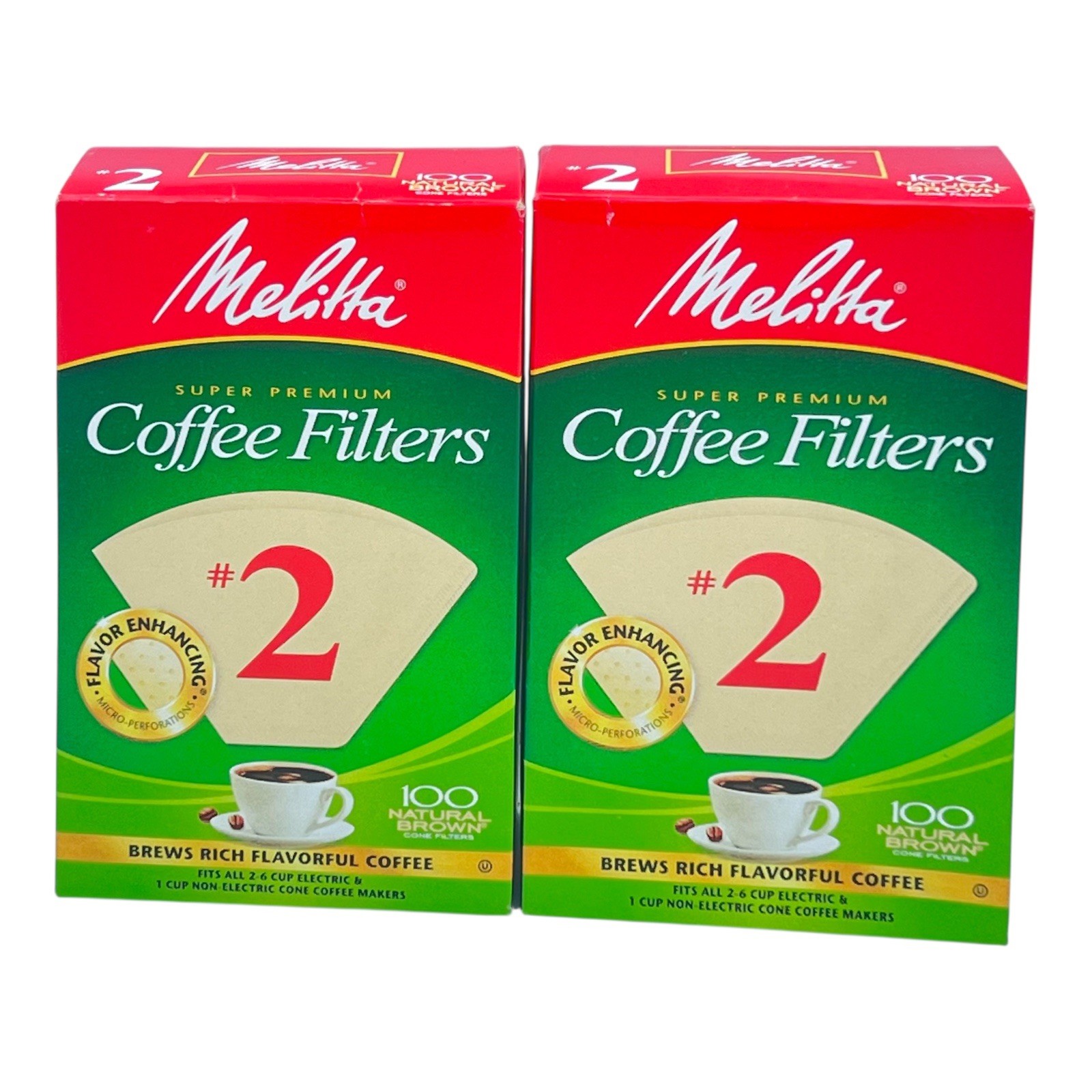 Coffee Filters Melitta Super Premium Natural Brown #2 100 Ct/box X 2 = 200 Total