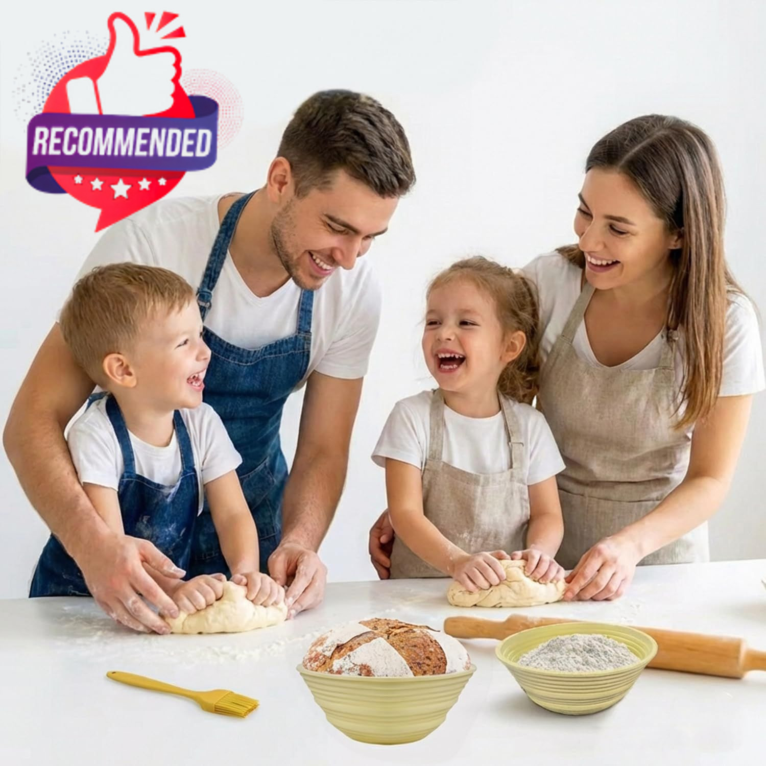 Silicone Bread Proofing Basket Set – 12-piece All-in-one Kit With Oval & Round