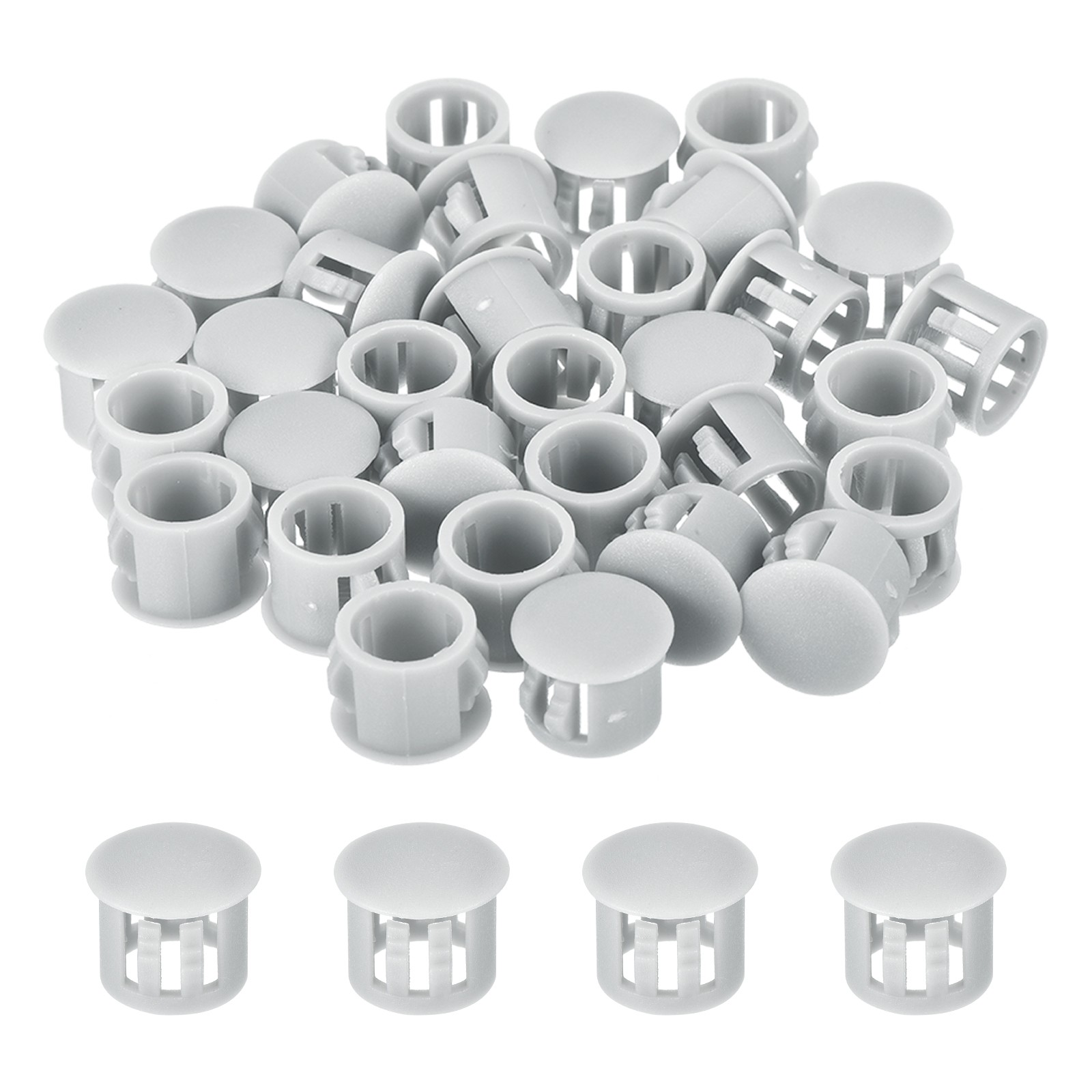 32Pcs 11mm Light Gray Nylon Plastic Round Locking Hole Plugs Insert End Cap