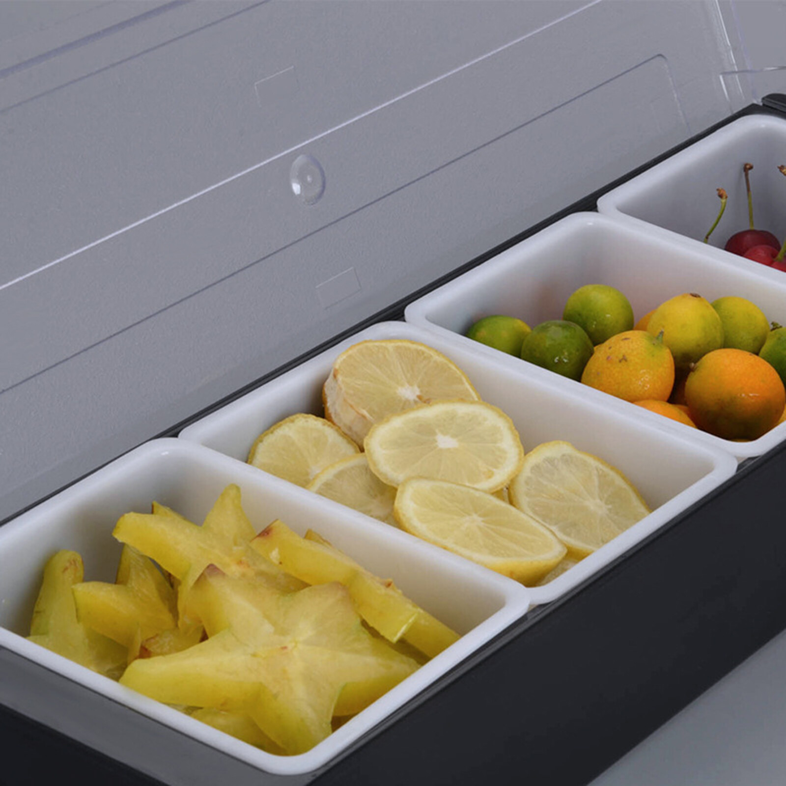 Condiment Tray Bar Caddy 3/4/5 Compartments Garnish Station Food Tray Bar Holder