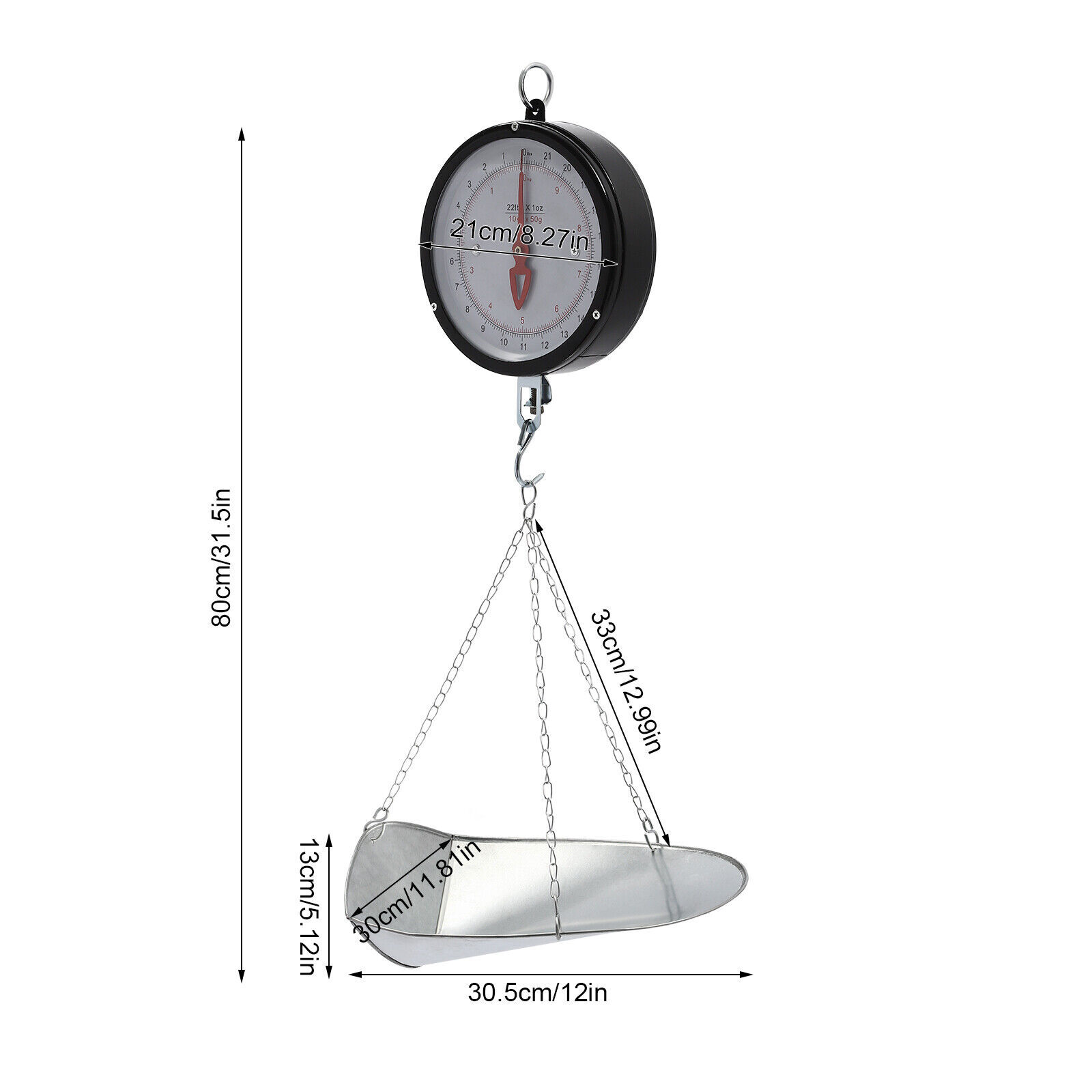 Double-Sided Dial Hanging Scale 10kg/22lbs for Home and Business Use