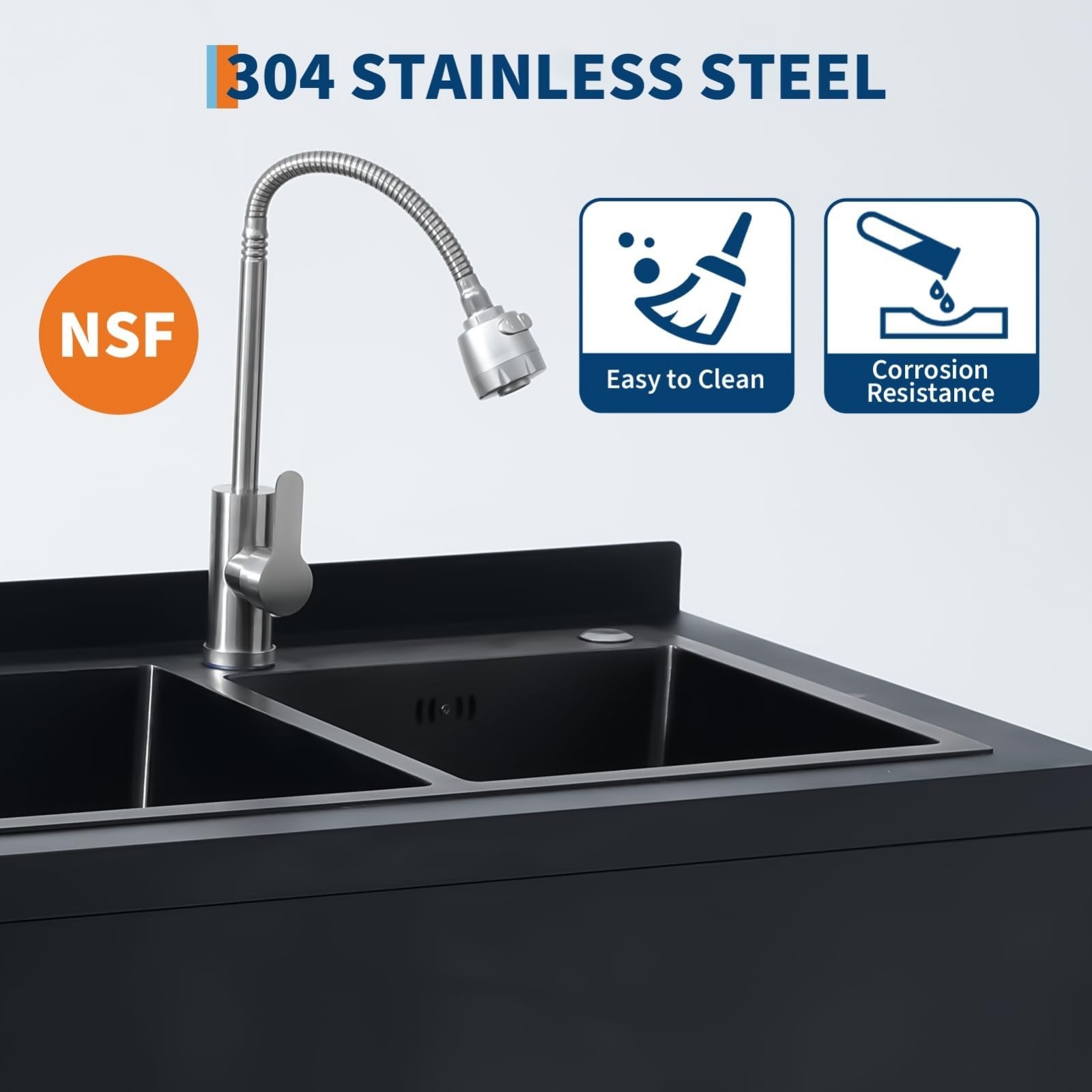 Free Standing Stainless Steel Utility Sink 36.6 Inch with Faucet Stand USA