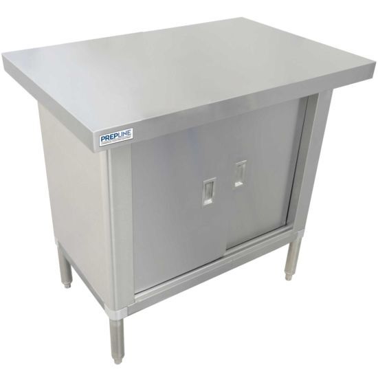 Prepline PTC-2448, 24″D x 48″L 304 Stainless Steel Enclosed Base Worktable