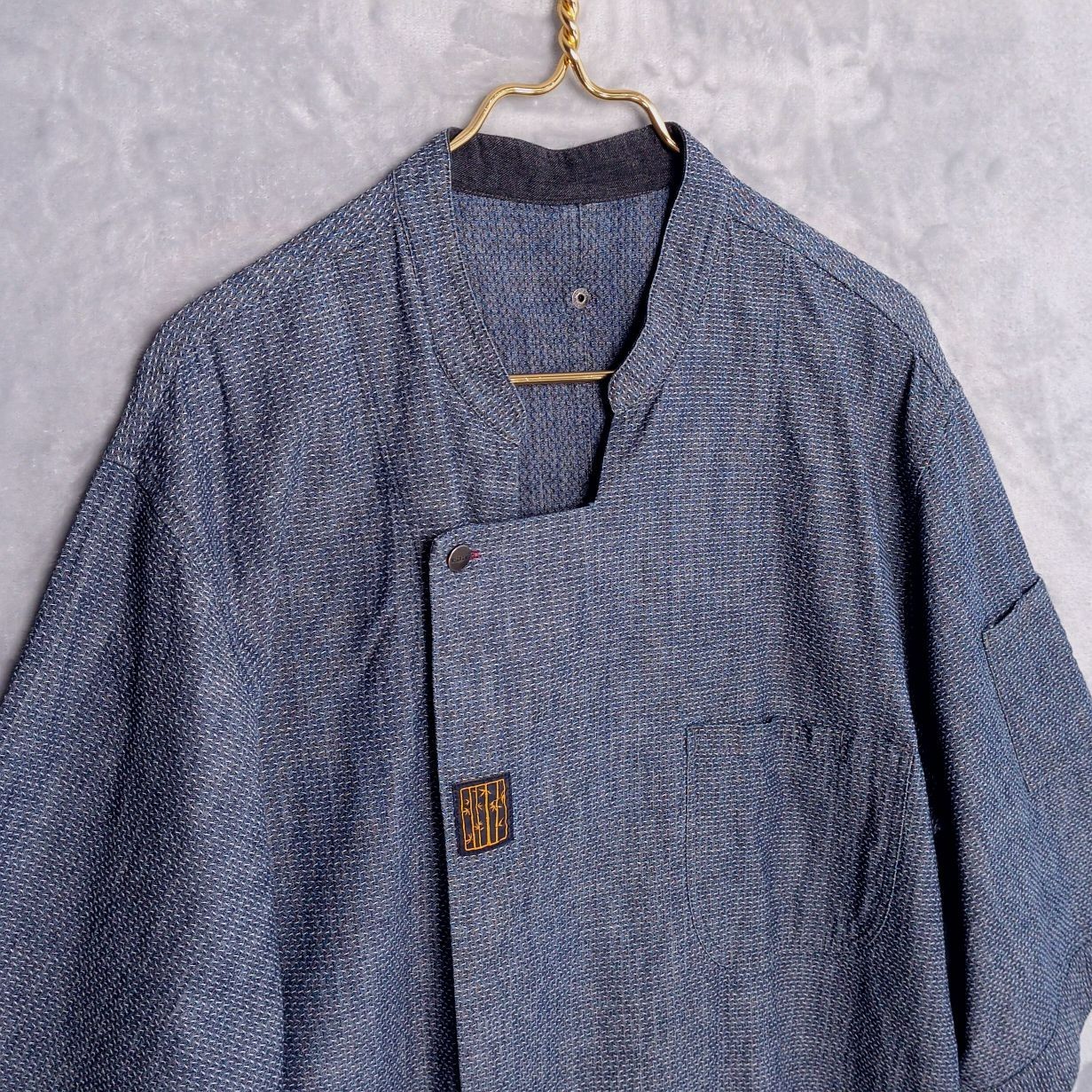 TILIT NYC Sashiko Stitch Blue Chef’s Coat Size 2XL Breathable Hidden Snap Front