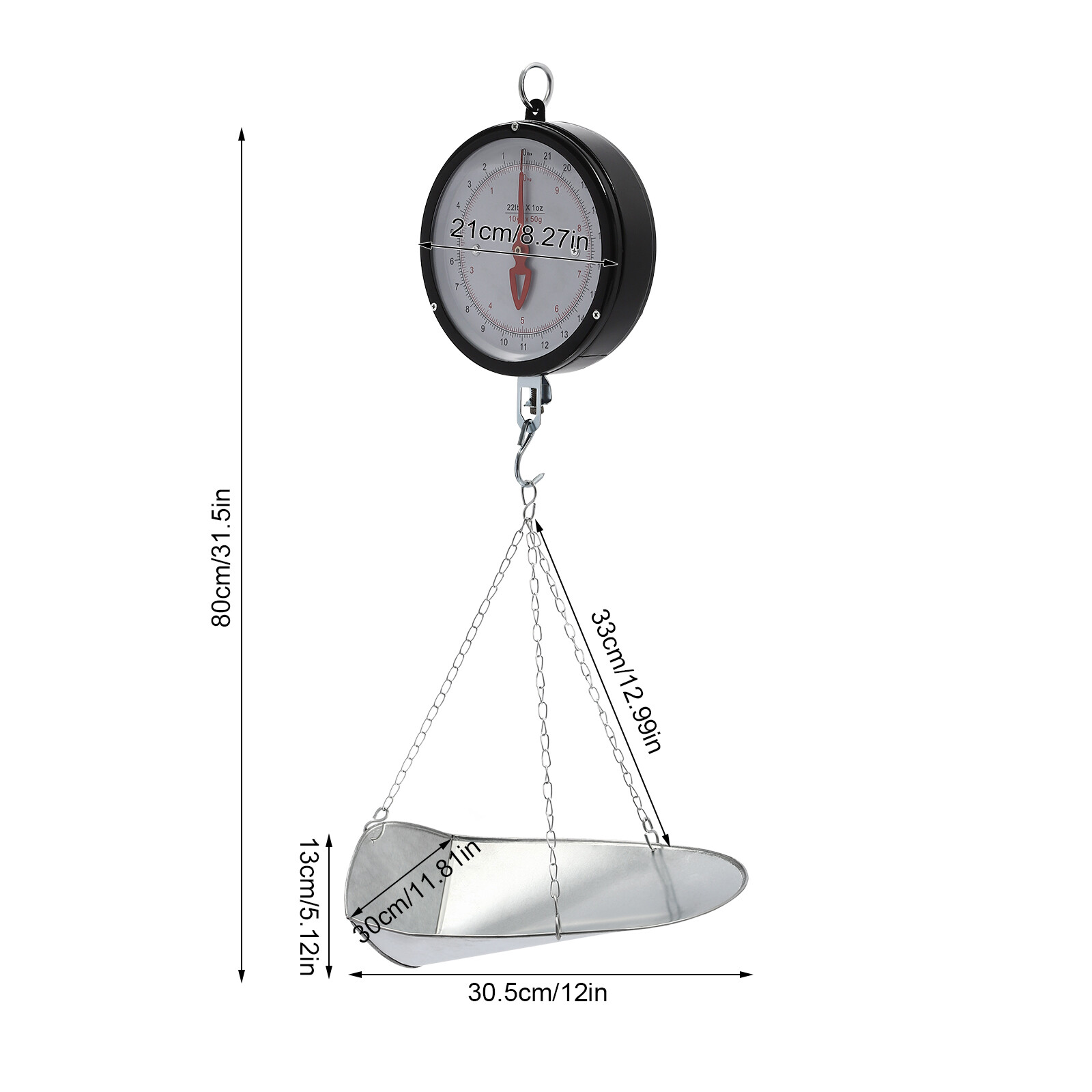 Double-sided Dial Hanging Scale 10kg/22lbs Circular Supermarkets Hanging Scale