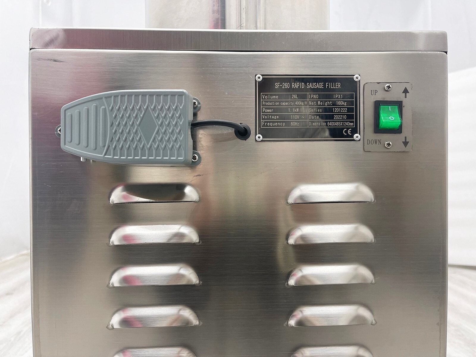 Commercial Hydraulic Sausage Stuffer Filler Stainless Steel 110V 1100W 26L