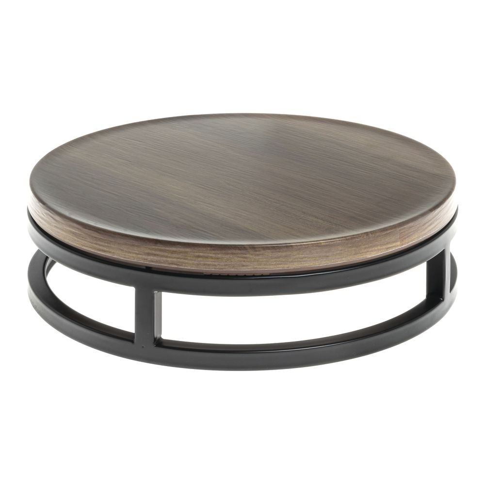 Hubert® Black Small Riser with Acacia Top – 11 1/5″Dia x 3 1/5″H