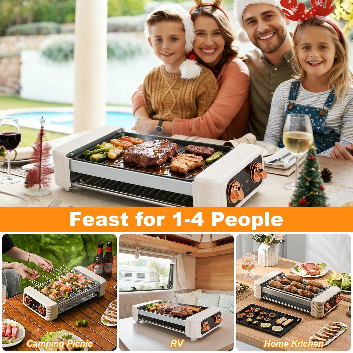 3IN1 Hot Dog Roller Machine with Grill & Griddle Cooker 600W 9 Hot Dog 6 Roller