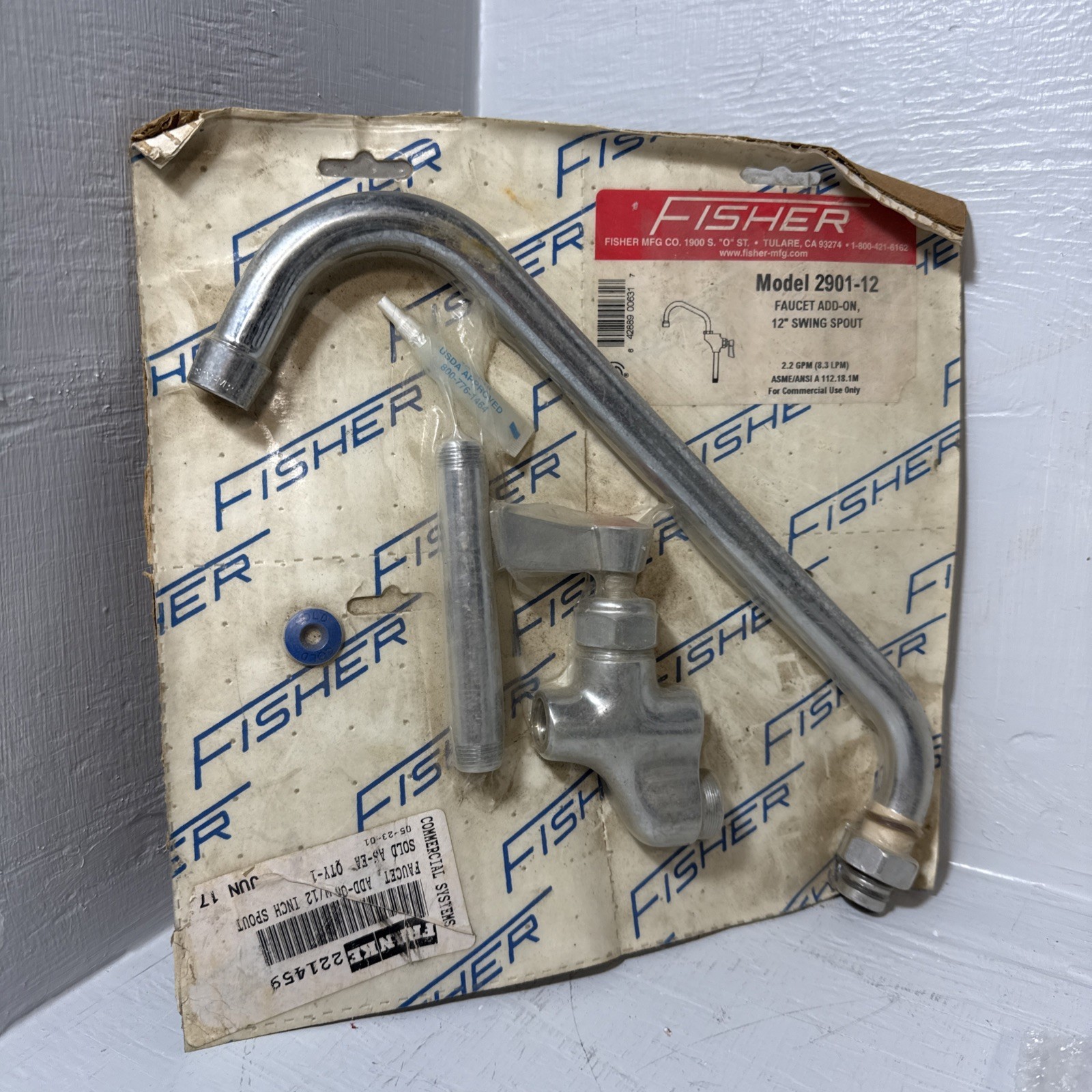 NEW Fisher Model 2901-13 Faucet Add-On 12” Swing Spout 2.2GPM 12 Inch Commercial