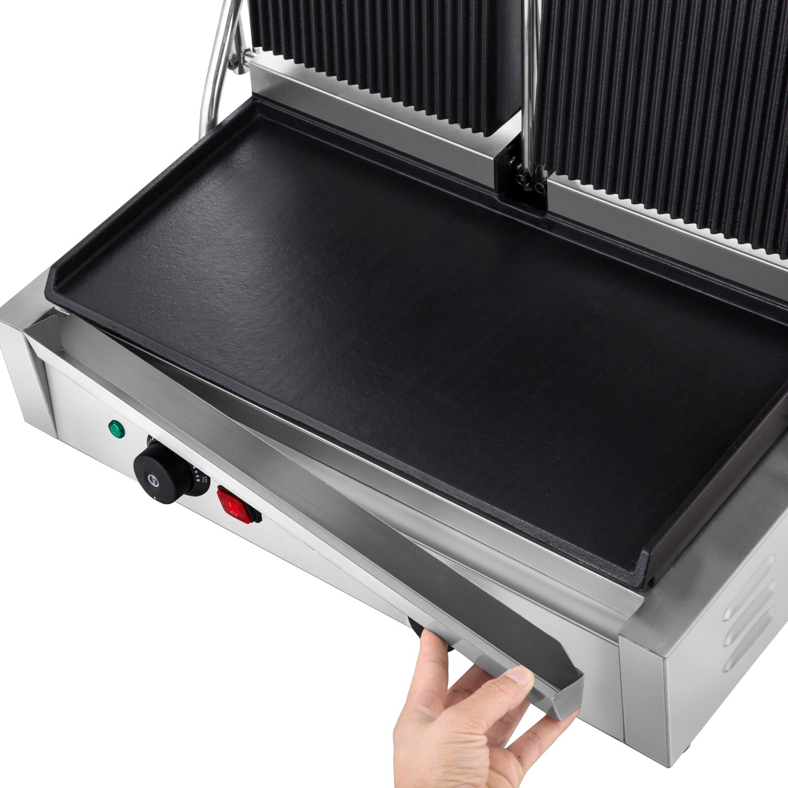 KWS PM-23 Electric Commercial 3400W Panini Grill with Grooved Plate 19″x 9″