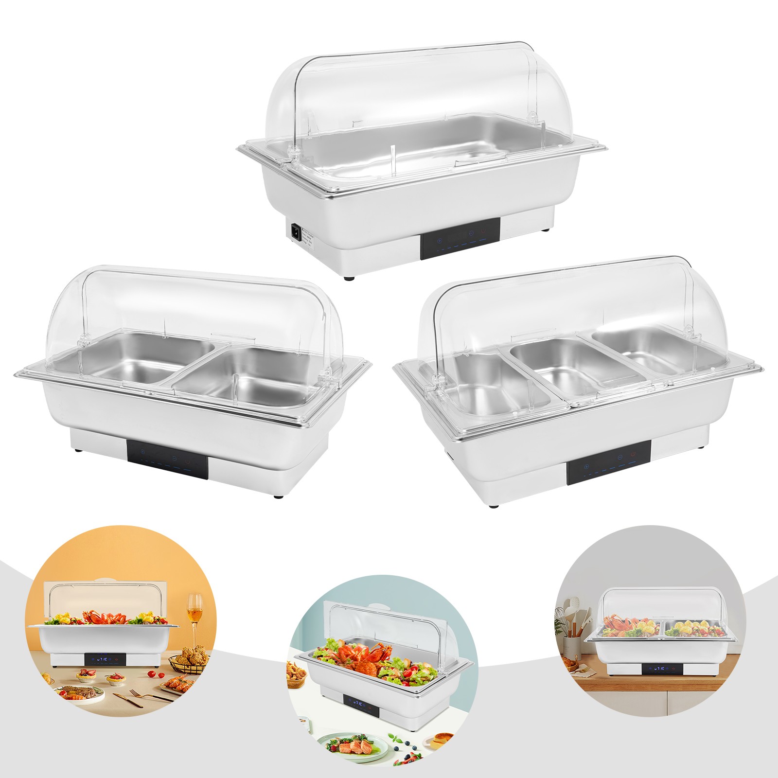 600W Chafing Dish Buffet Warmer Set Stainless Steel Food Warming Container 9L