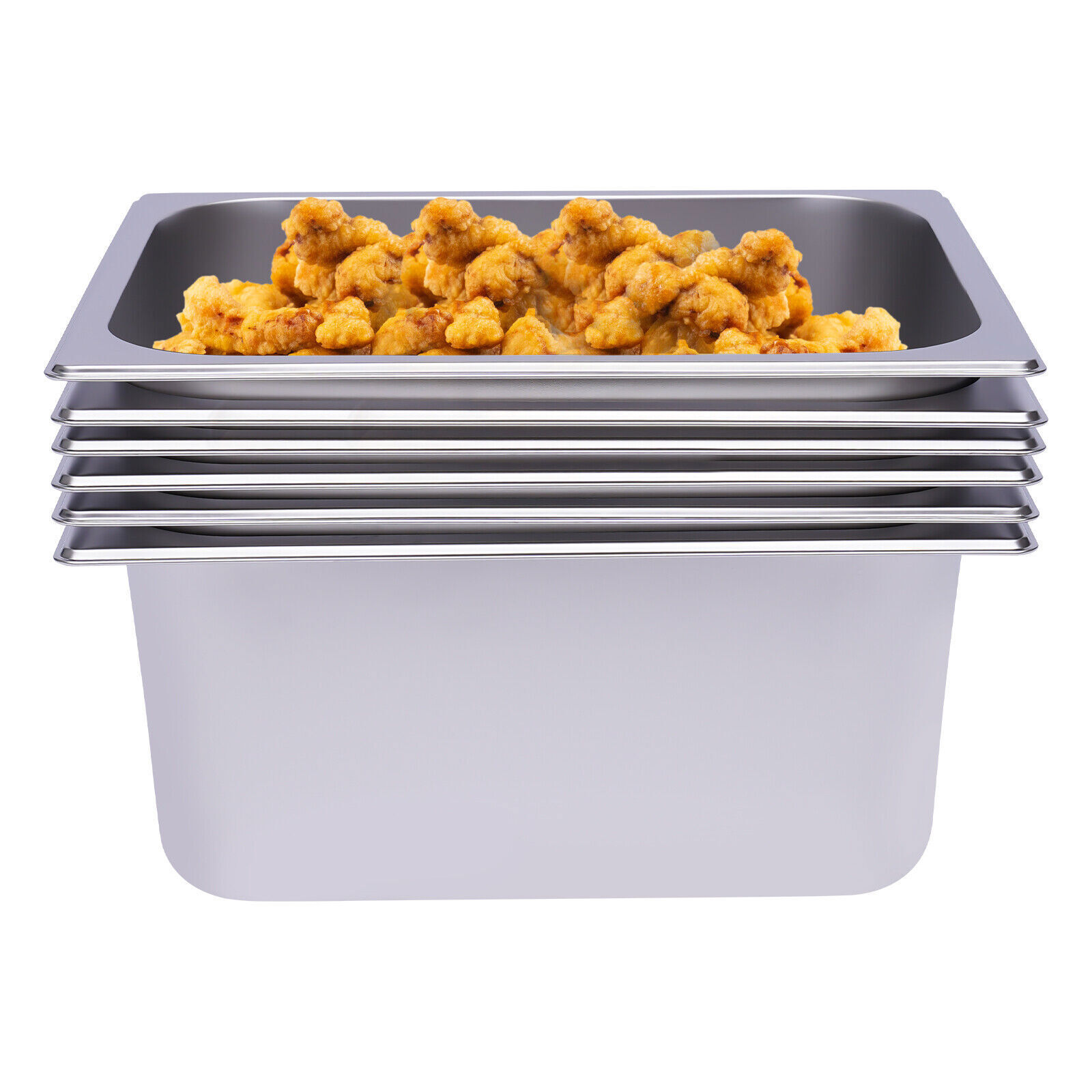 6PACK 1/2 Size 6″ Deep Stainless Steel Hotel Steam Prep Table Buffet Food Pan US