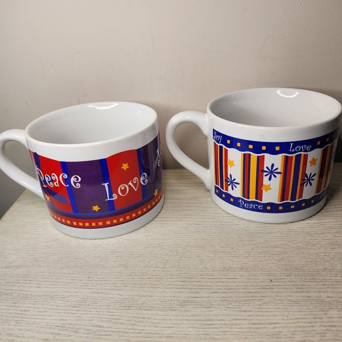 Extra Large 30oz Peace Love Mugs Cups Unbranded Set Of 2