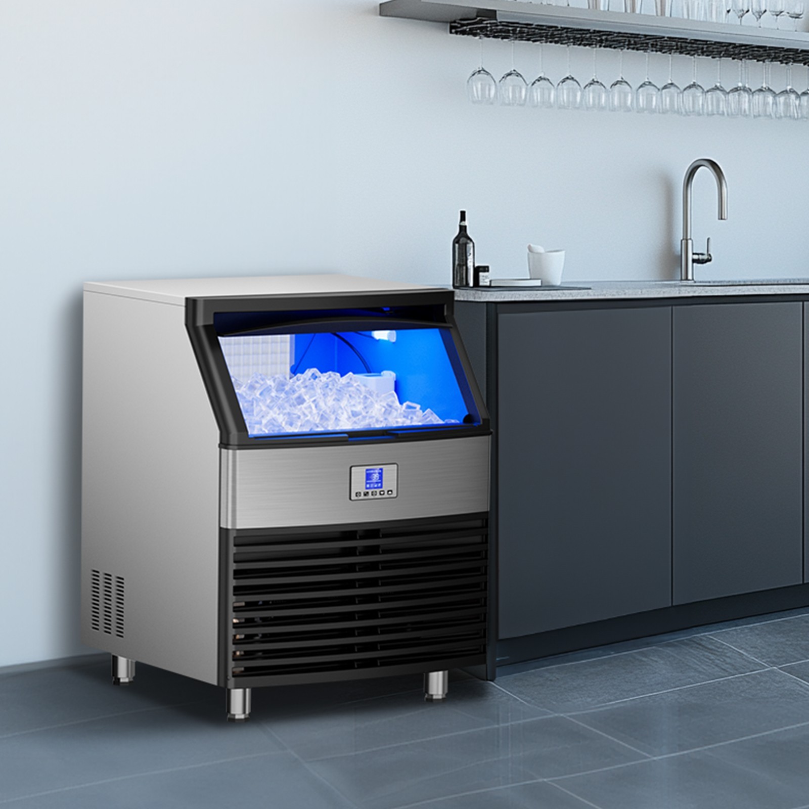 Commercial Ice Maker, 450Lbs/24H Under Counter Ice Machine, 120LBS Storage Bin