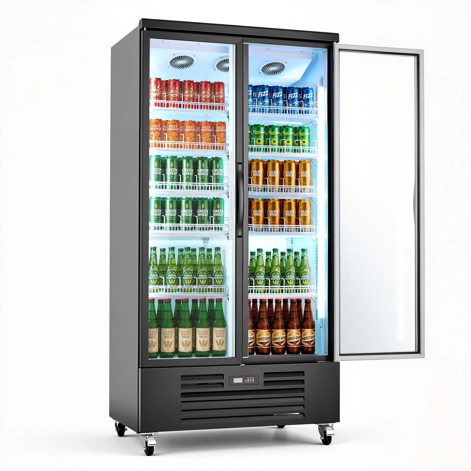 VEVOR Commercial Merchandiser Refrigerator 24.9 Cu.Ft 2-Door Beverage Cooler
