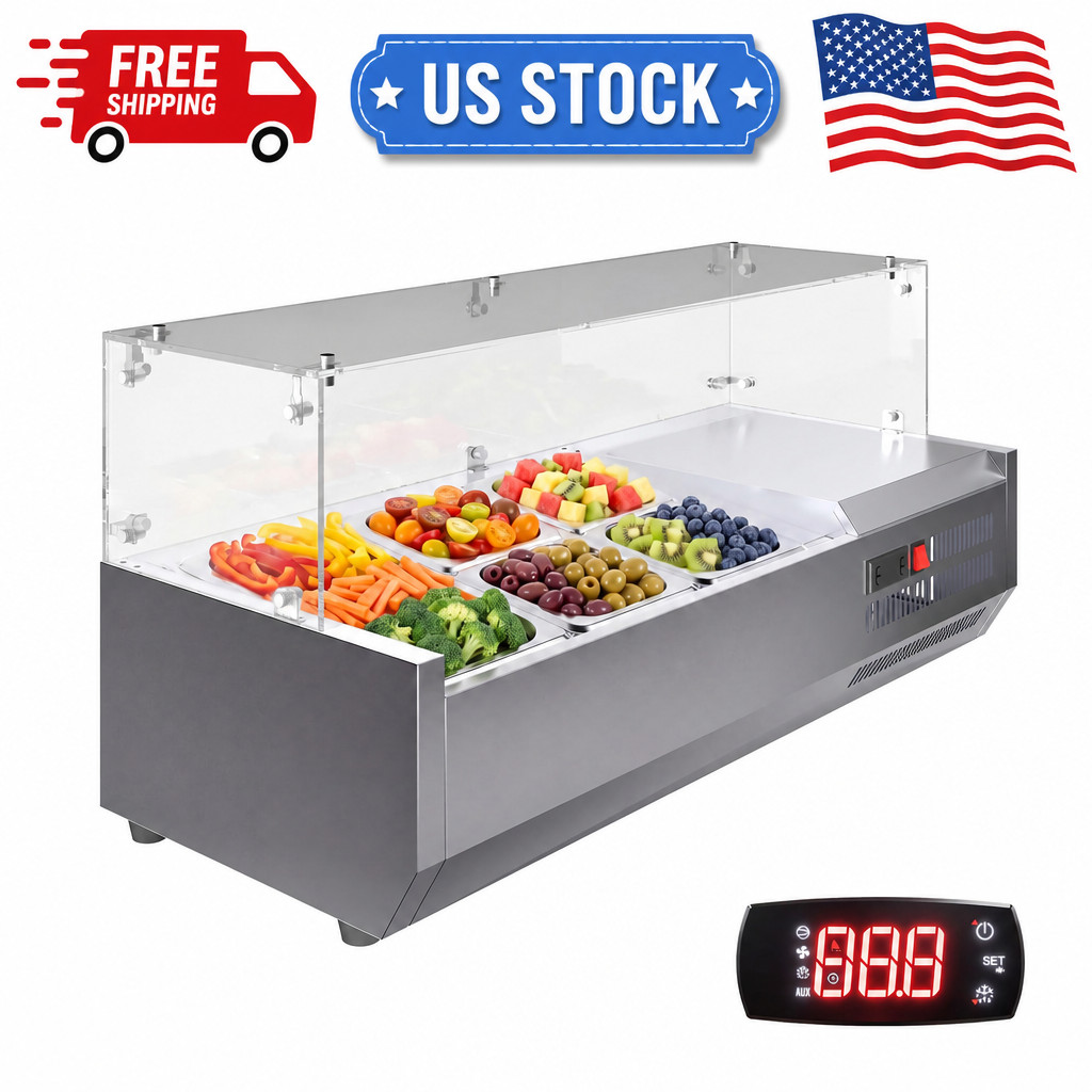 Refrigerated Prep Station, 130W Air-Cooling Salad Bar Buffet Station, 35-46°F