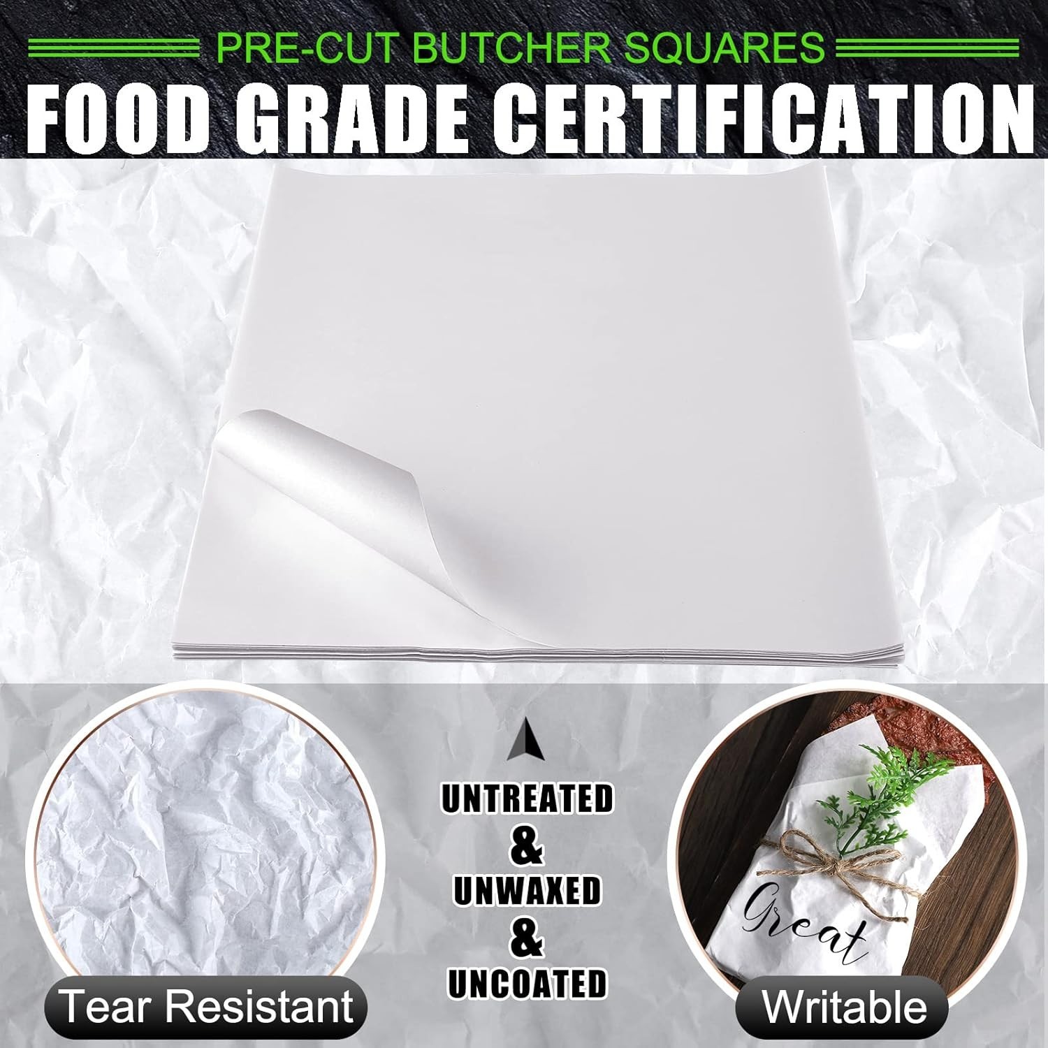 Sublimation White Butcher Paper Disposable Butcher Paper Sheets Square Meat S…