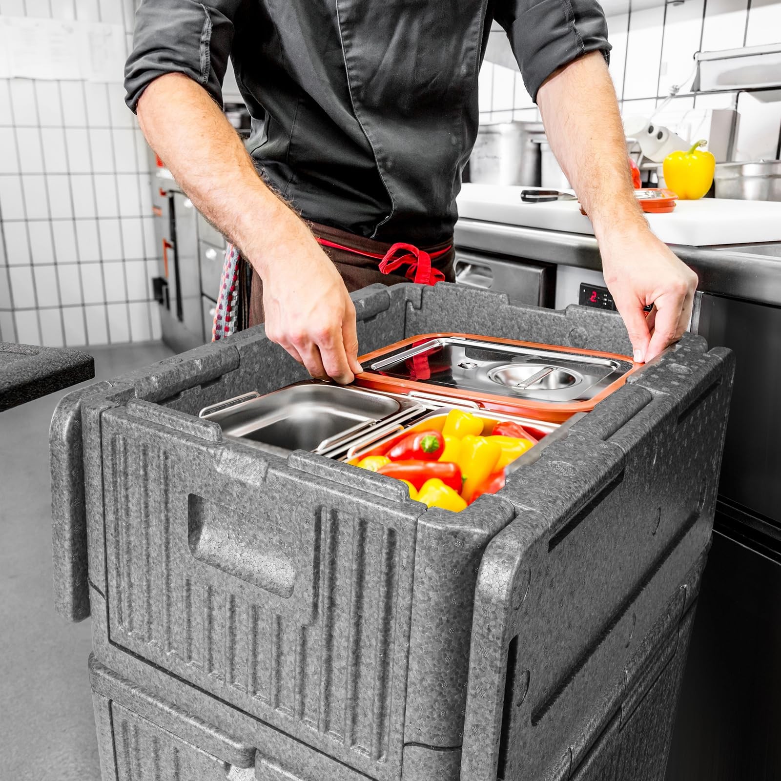 Collapsible Insulated Food Pan Carrier – Top-Loading EPP Catering Hot for 8″ …
