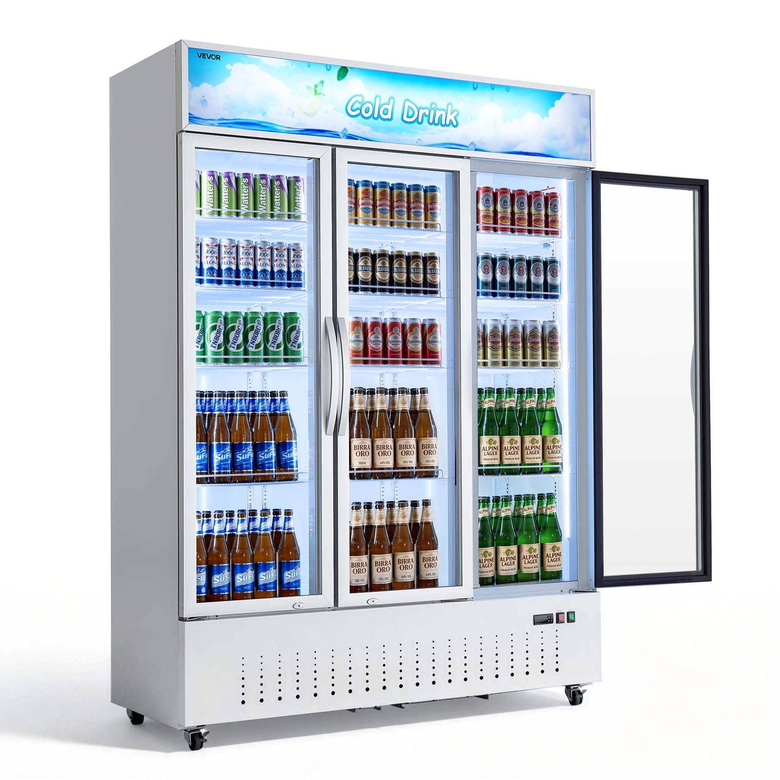 VEVOR Commercial Merchandiser Refrigerator 36.4 Cu.Ft 3-Door Beverage Cooler