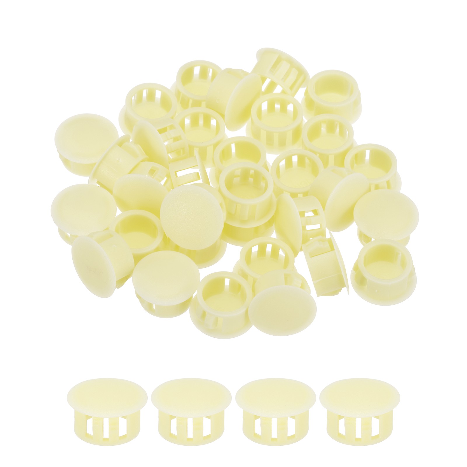 32Pcs 16mm Yellow Nylon Plastic Round Locking Hole Plugs Insert End Caps