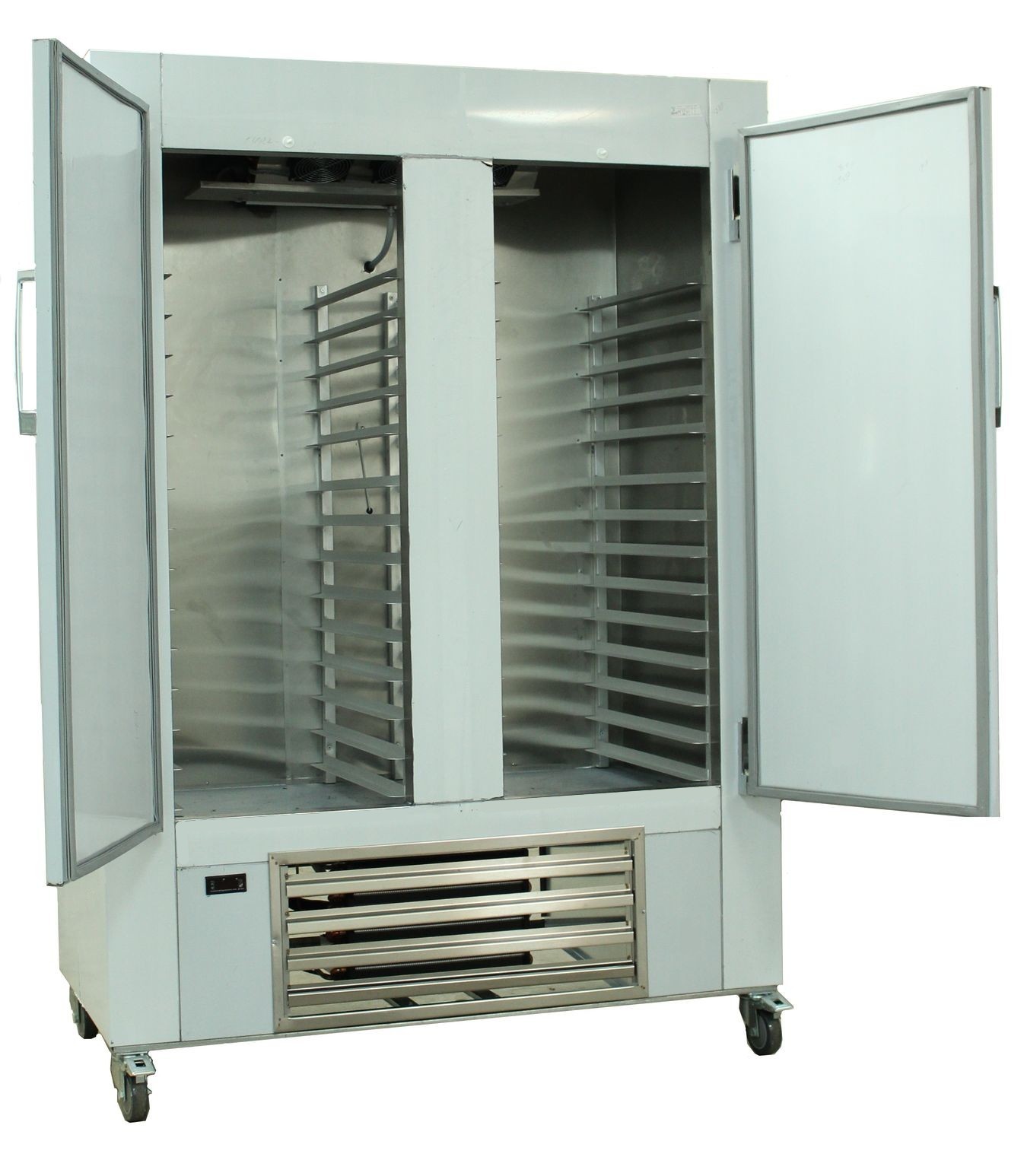New Cooltech 48″W Stainless Steel 2-Door Reach-In Cooler with 3″H Baker’s Rack