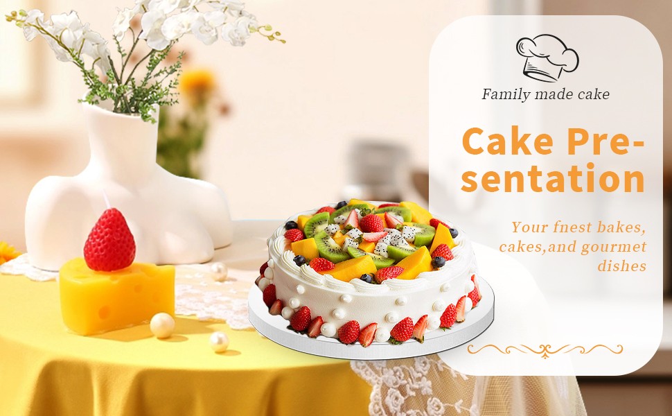 12 Inches White Round Sturdy Cake Board Drums for Displaying Cakes, 1/2 Inch