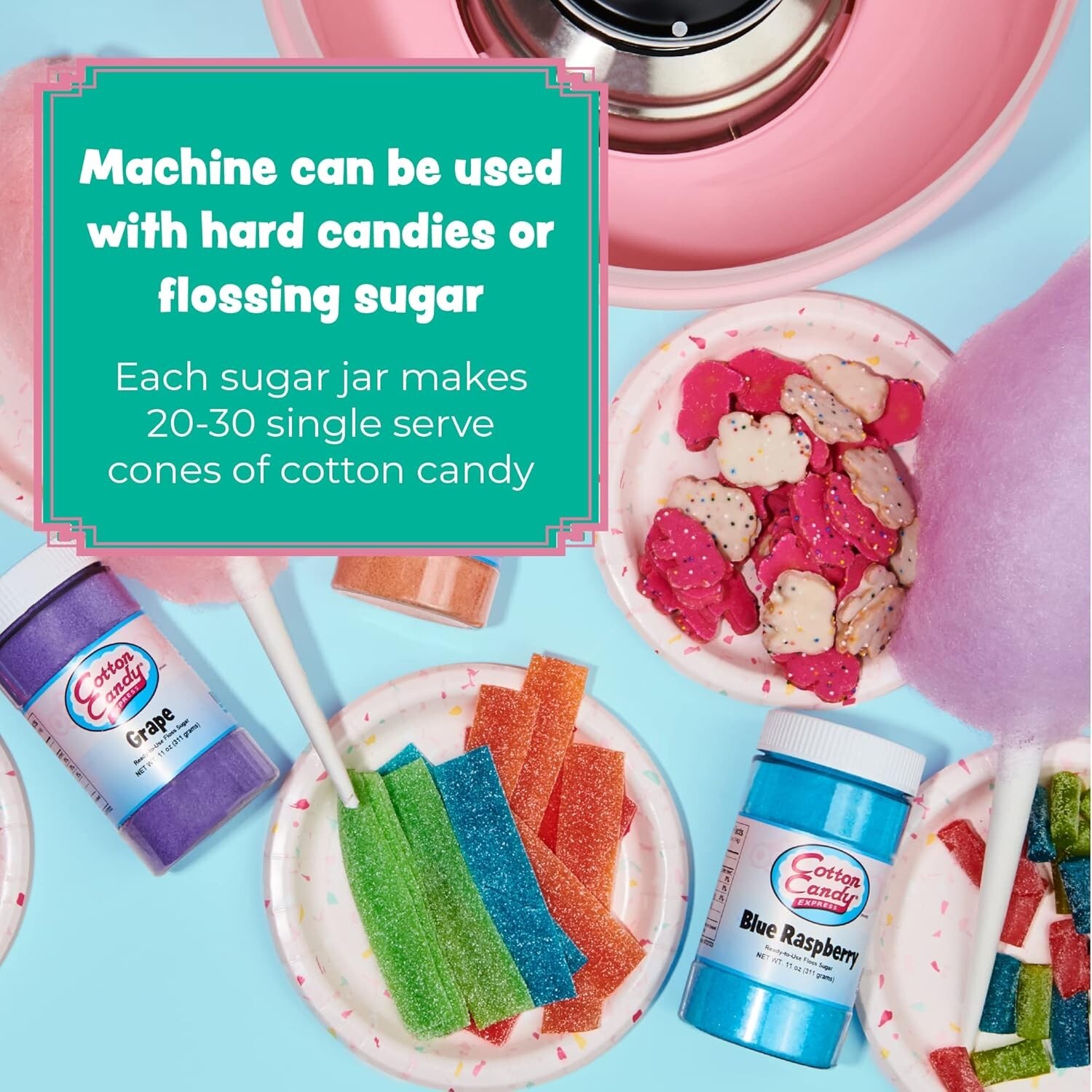 Cotton Candy Machine, Teal. Easy To Use and Clean. Nostalgia and Fun For Kids…